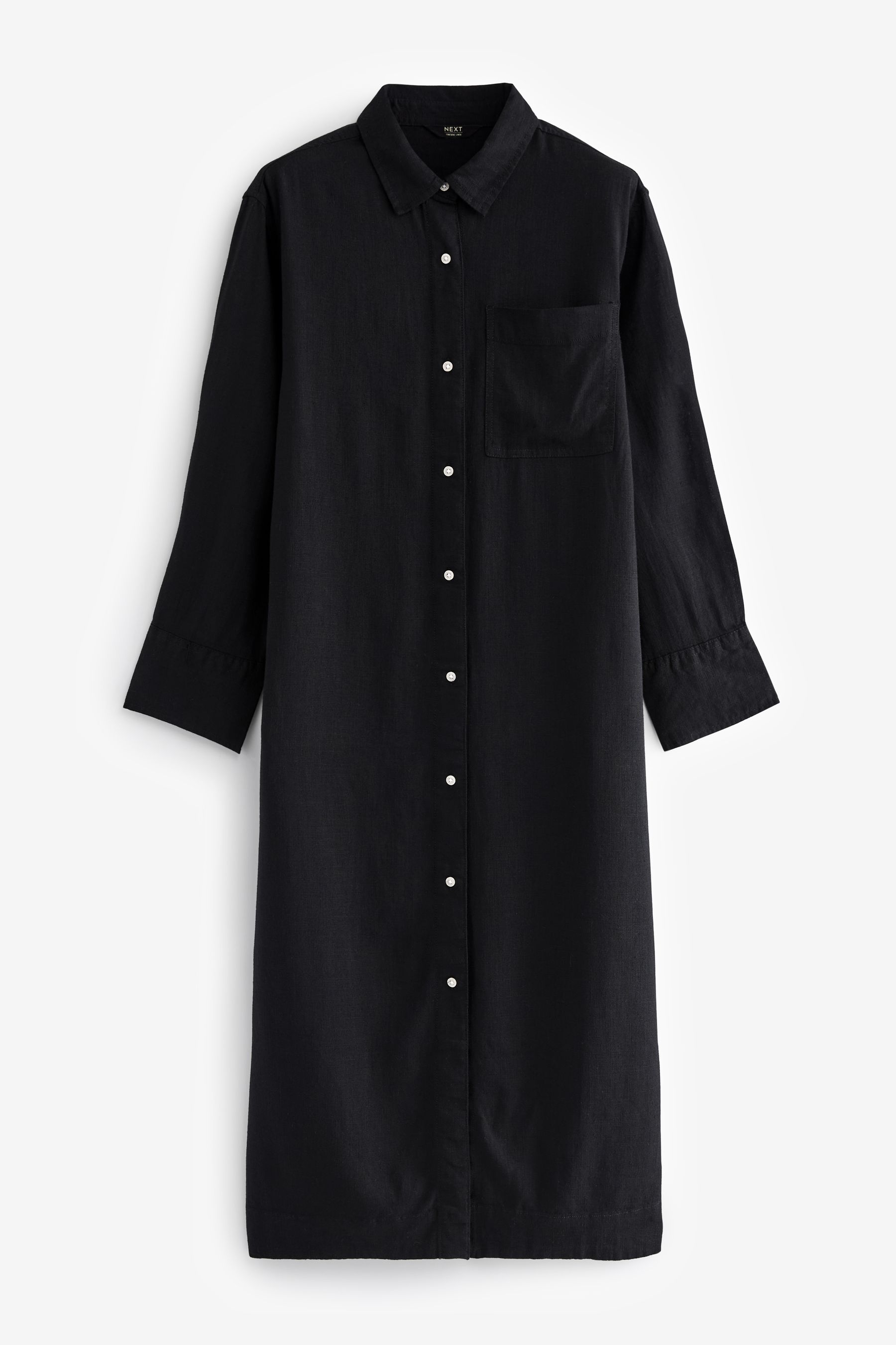 Buy Black Midi Shirt Dress With Linen from Next Luxembourg