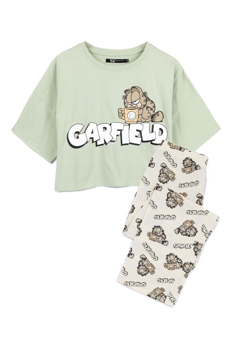 Vanilla Underground Green Garfield Long Leg Pyjamas Set - Image 1 of 1