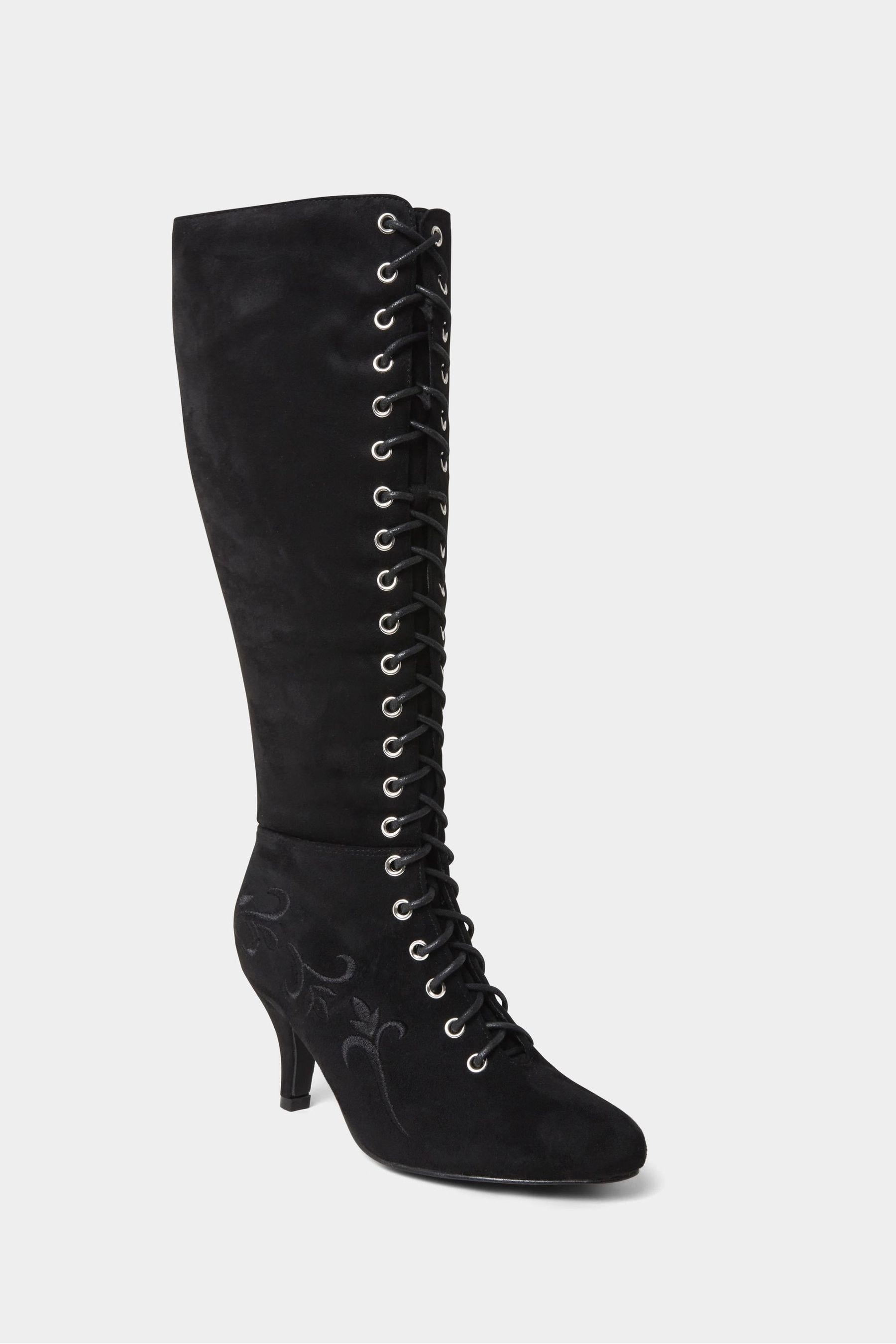 Joe Browns Paisley Embossed Velvet Ankle Boots With Ribbon Laces