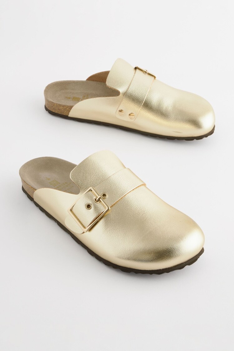 Gold Forever Comfort® Suede Footbed Clogs - Image 1 of 1