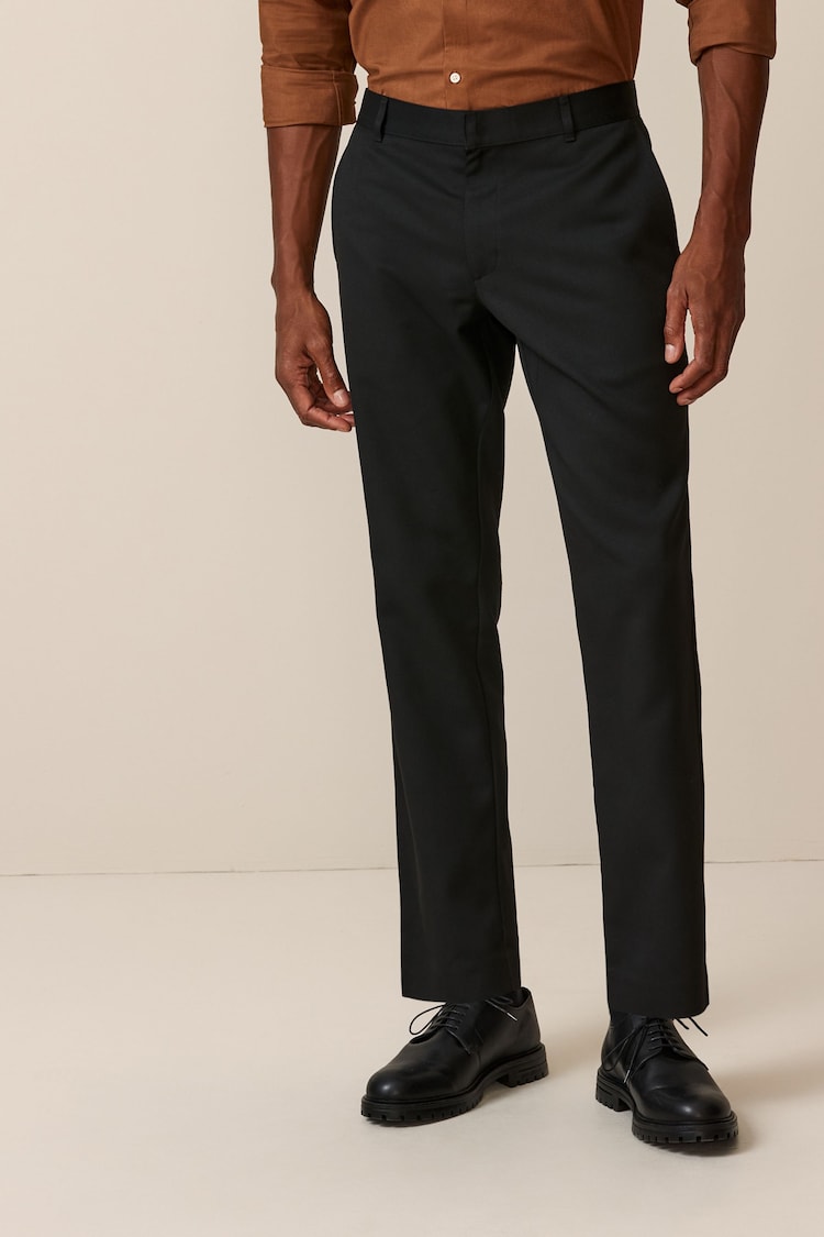 Noir - Slim Fit (Slim Fit) - Pantalon élégant uni sur le devant - Image 1 of 1