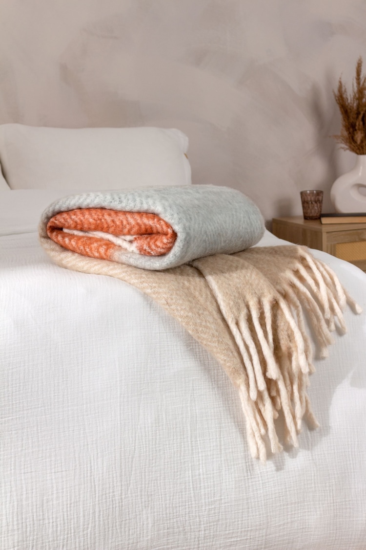 Yard Brick Red Rawton Ombre Herringbone Throw - Image 1 of 1