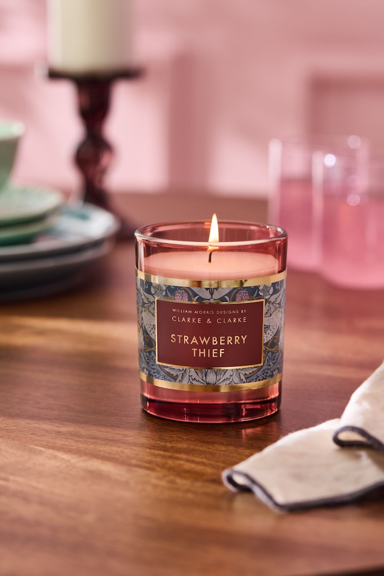 Clarke and Clarke Blush William Morris Designs Strawberry Thief Scented Candle - Image 1 of 1