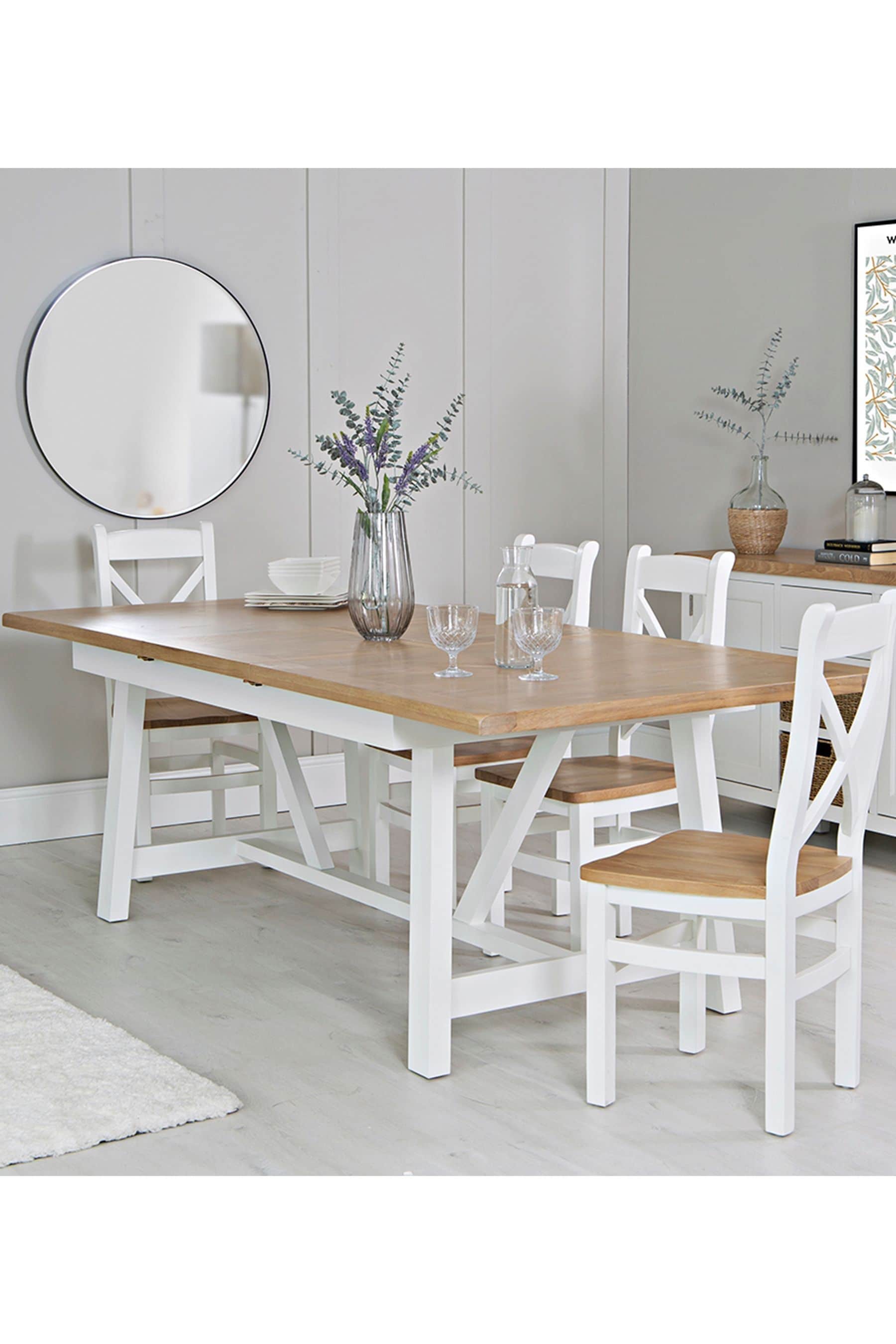 Buy K Interiors White Windsor Solid Wood 1.8m Extending Dining Table ...