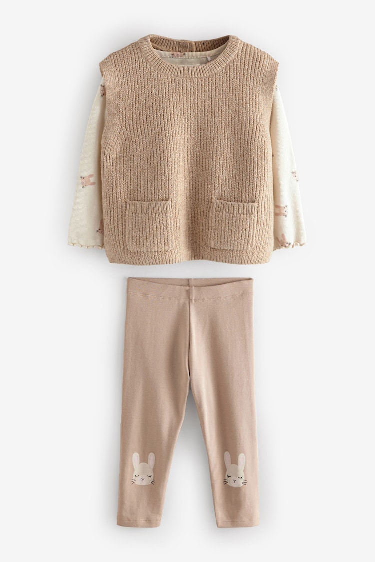 Tan Brown Knit Tabard 3 Piece Set (3mths-7yrs) - Image 1 of 1 Tan Brown Knit Tabard 3 Piece Set (3mths-7yrs) - Image 1 of 1