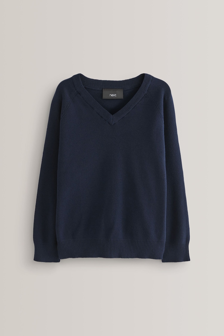 Navy Blue Knitted V-Neck School Jumper (3-16yrs) - Image 1 of 1
