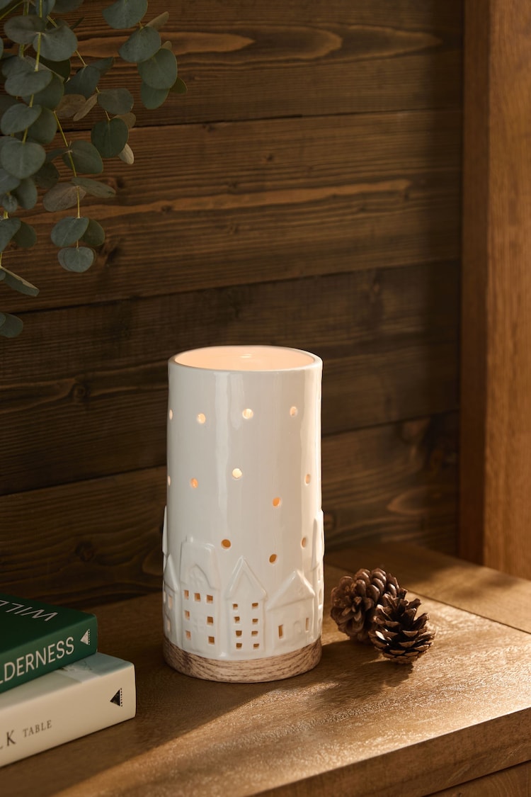 Natural Ceramic House Hurricane Candle Holder - Image 1 of 1