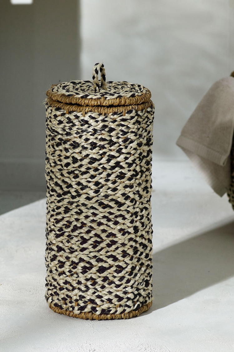 Black/White Woven Toilet Roll Storage - Image 1 of 1