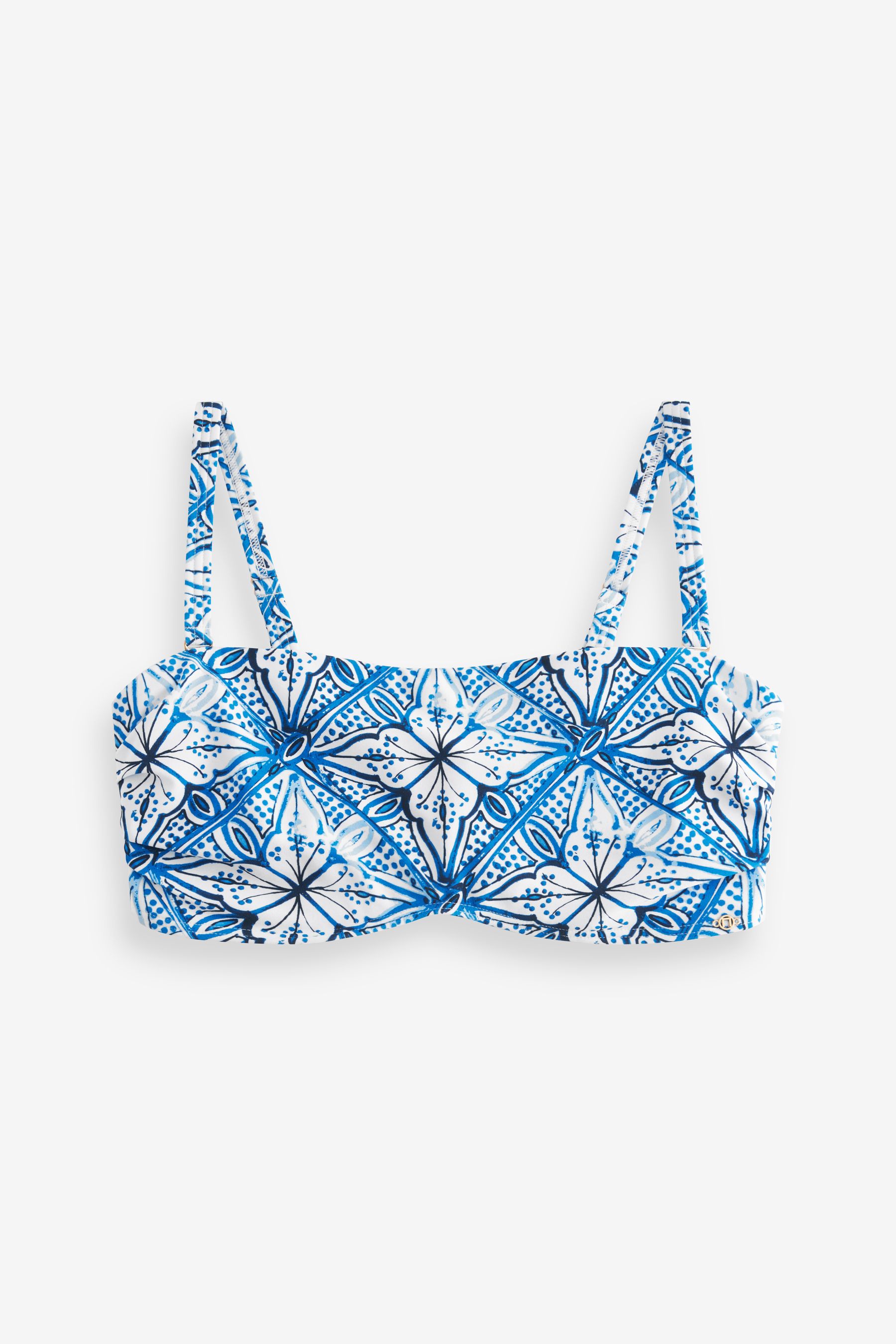 Buy Blue/White Paisley DD+ Non Pad Minimise Bandeau Bikini Top from