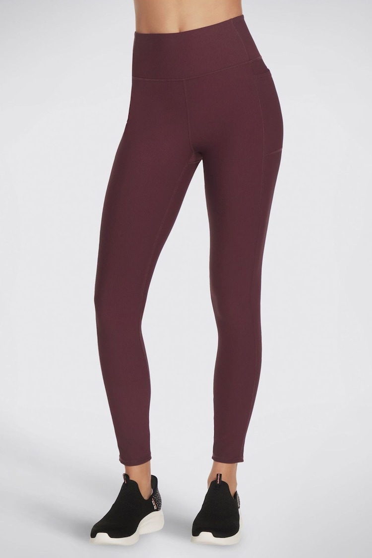 Skechers Burgundy Black GoFlex High Waisted Ribbed Leggings - Image 1 of 1