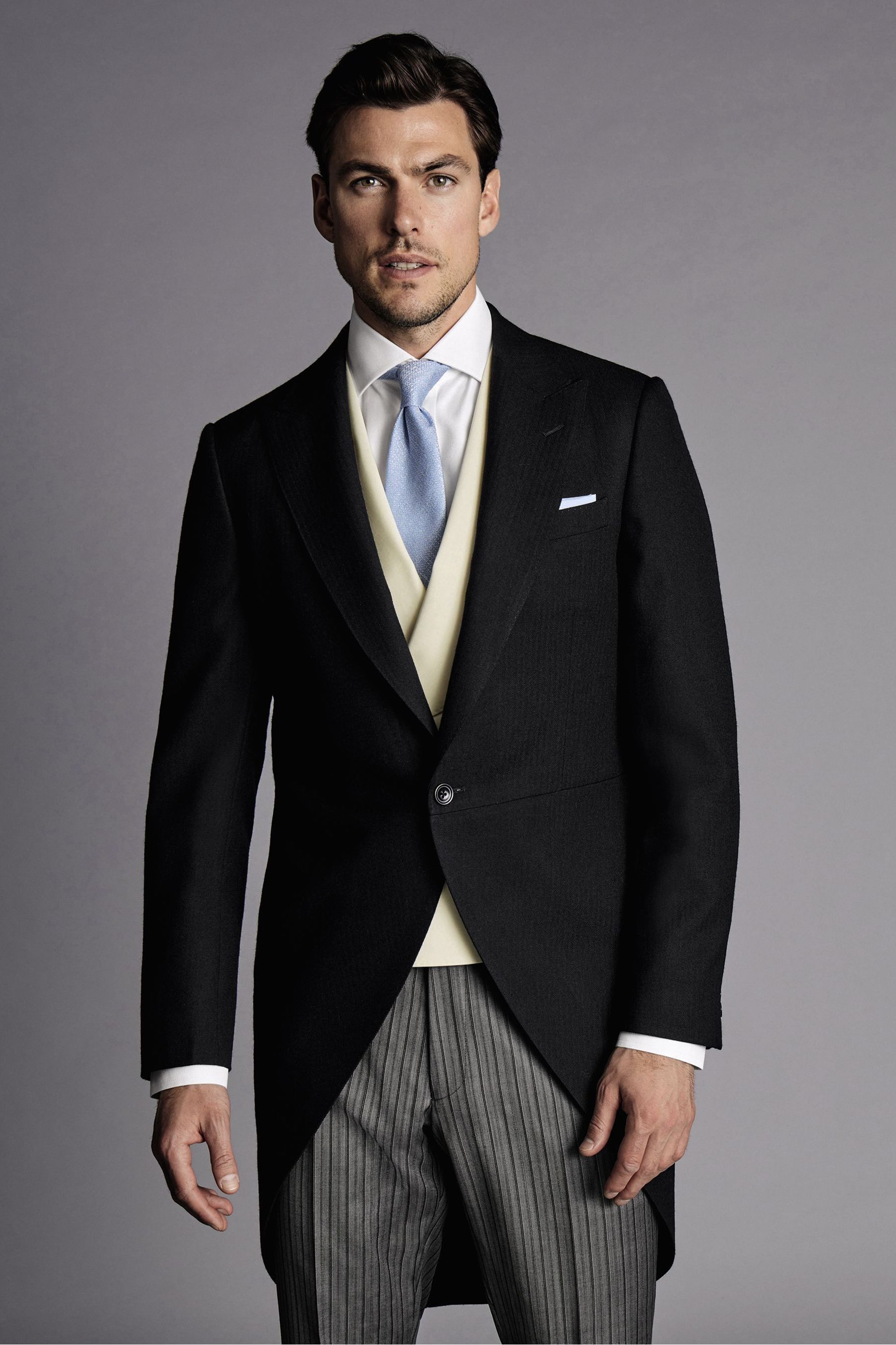 Buy Charles Tyrwhitt Black Slim Fit Herringbone Morning Suit Tailcoat
