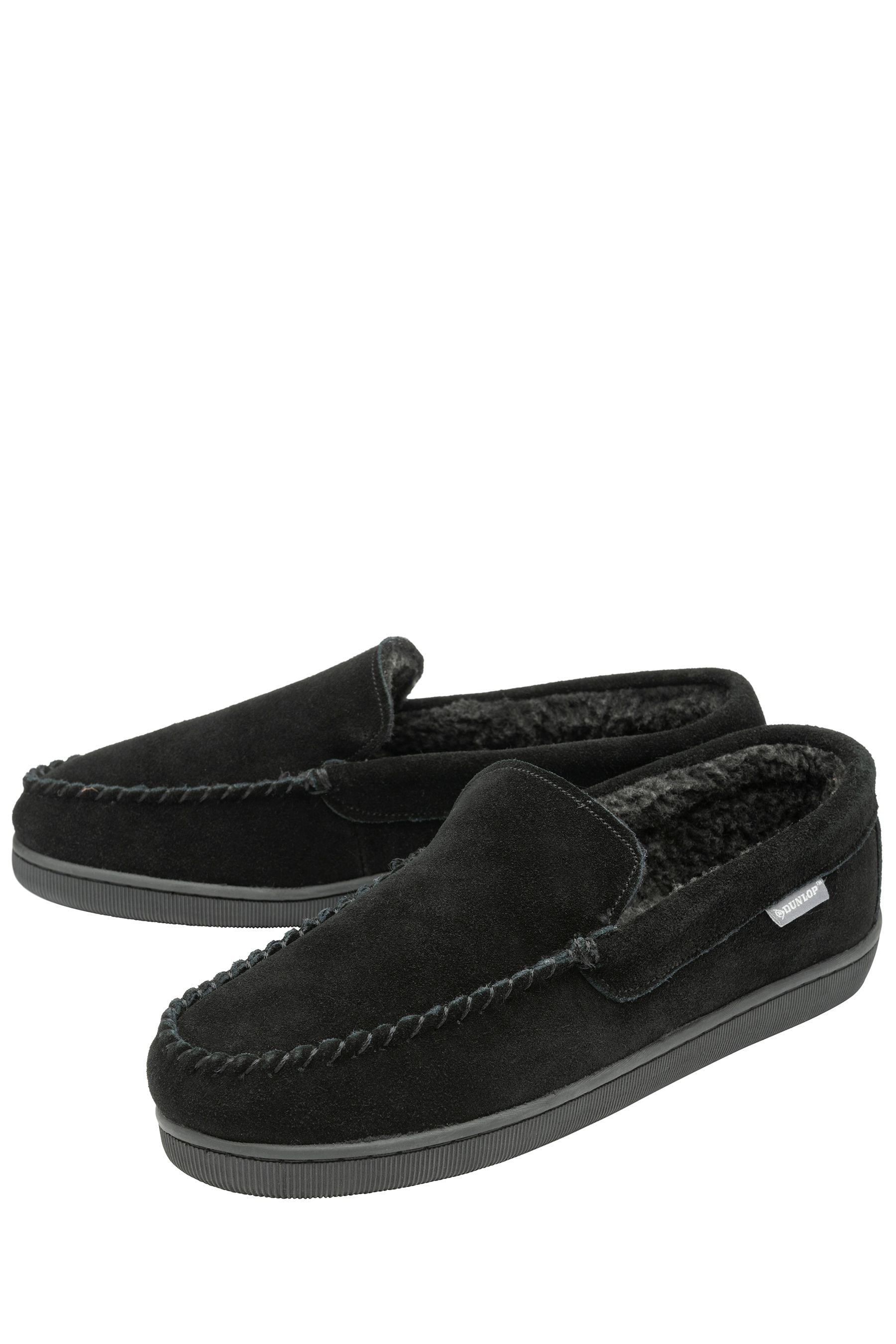 Buy Dunlop Black Full Shoes Faux Fur Lined Mens Slippers from the Next ...