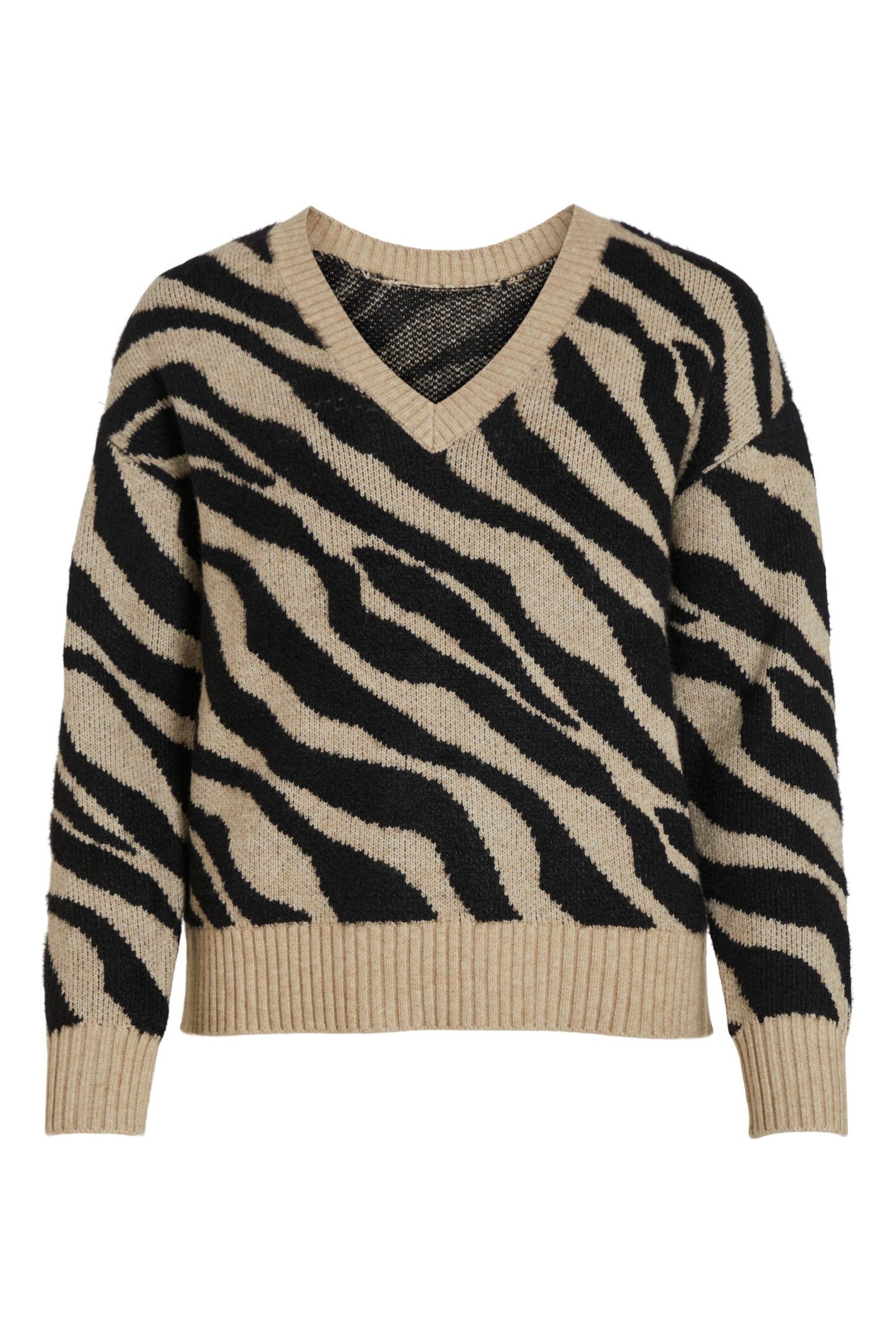 Buy VILA Black V Neck Zebra Knitted Jumper from the Next UK online shop