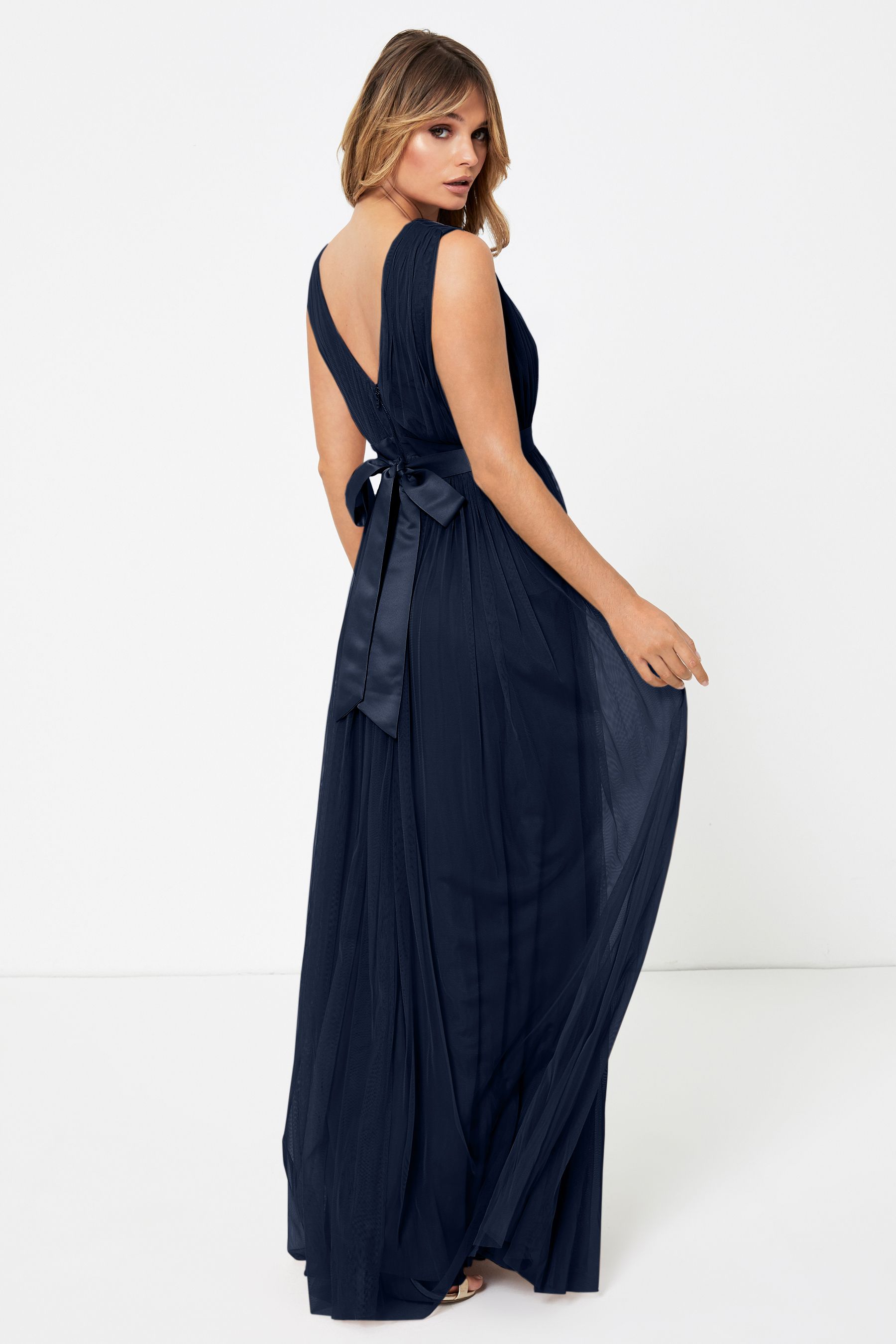 Buy Anaya With Love Navy Blue Bow Back Wide Strap Maxi Dress from Next