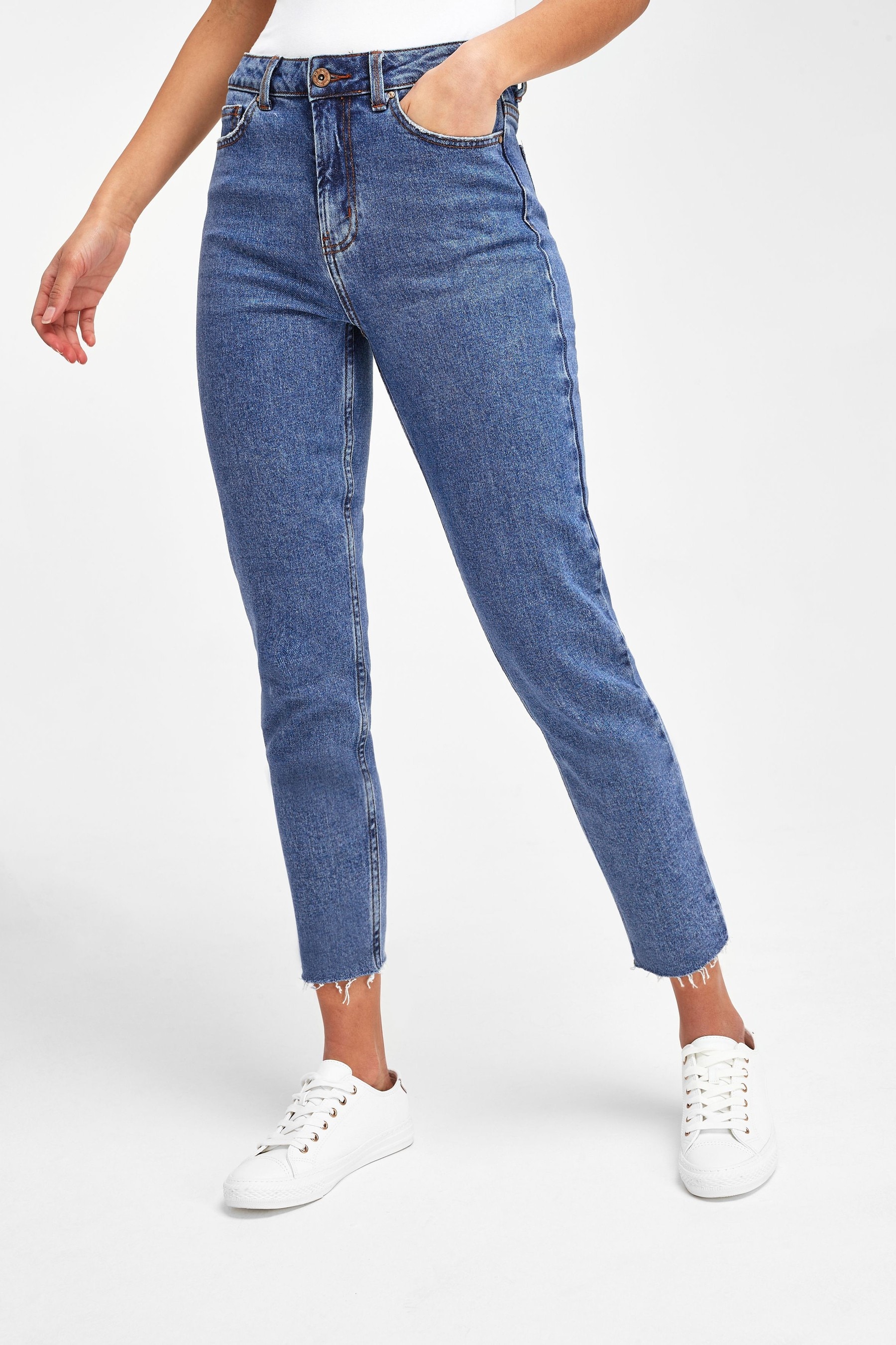 Buy ONLY Blue High Waist Cropped Straight Jeans from the Next UK online ...