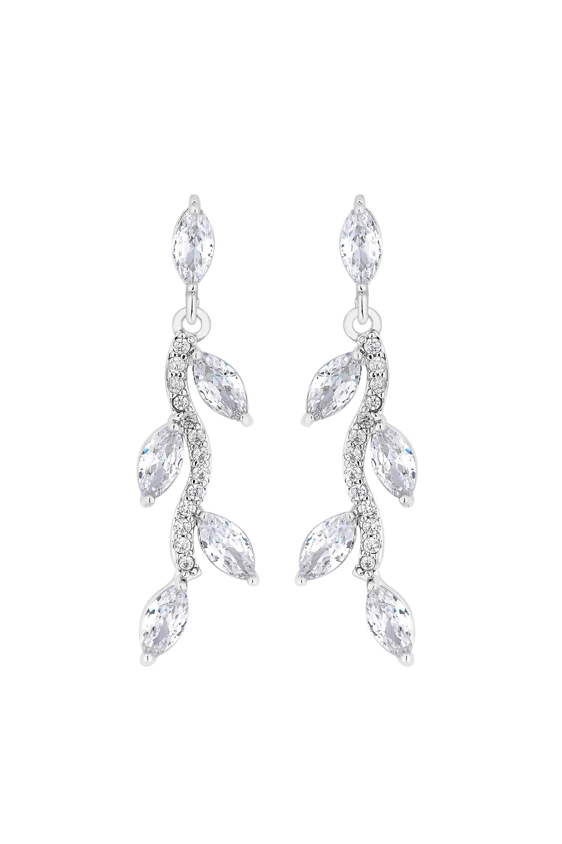 Buy Jon Richard Silver Rhodium Plated Pave Wave Leaf Earring from the ...