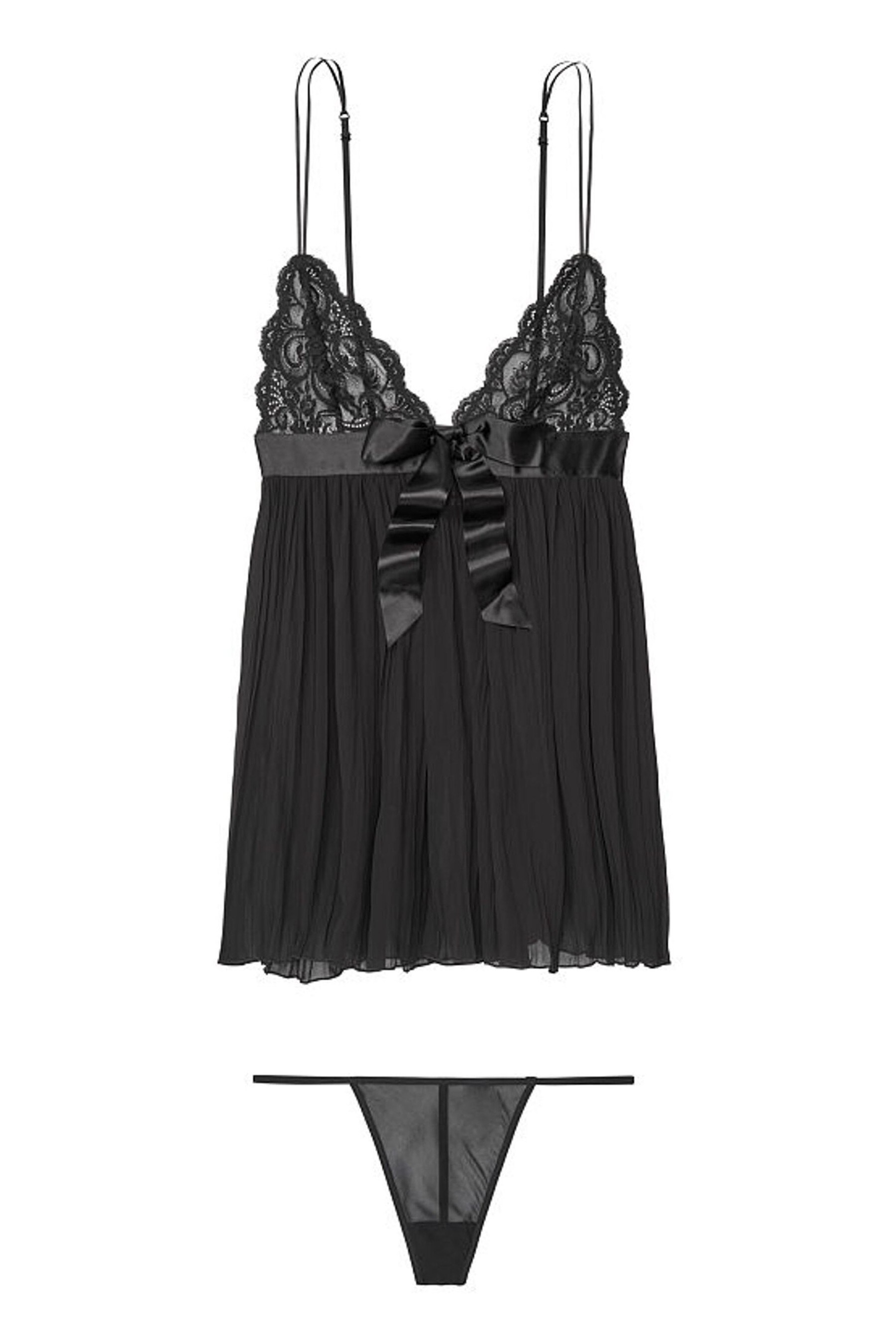 Buy Victoria's Secret Black Lace Pleated Babydoll from the Next UK ...