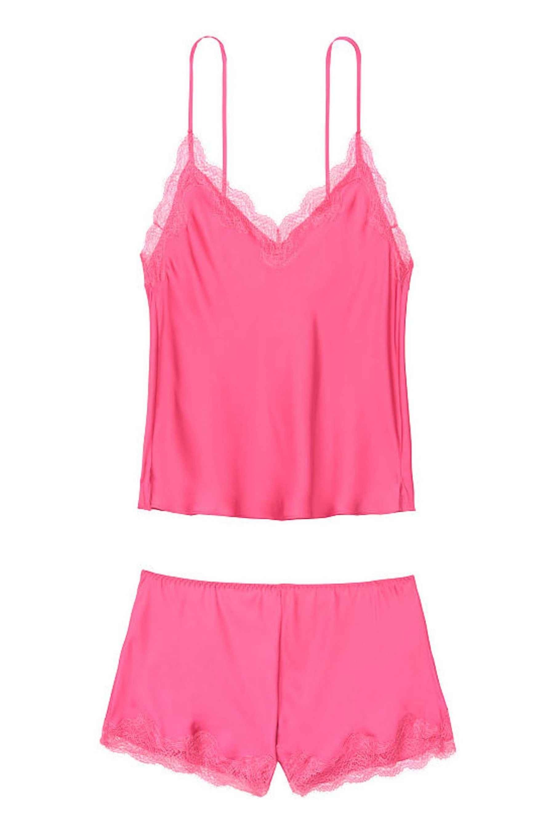 Buy Victoria's Secret Rose Pink Satin Lace Up Back Cami Set from the ...