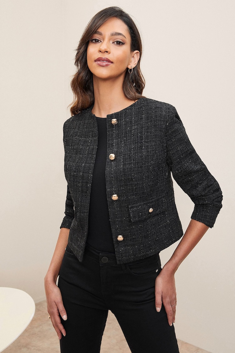Lipsy Black Cropped Boucle Blazer - Image 1 of 1