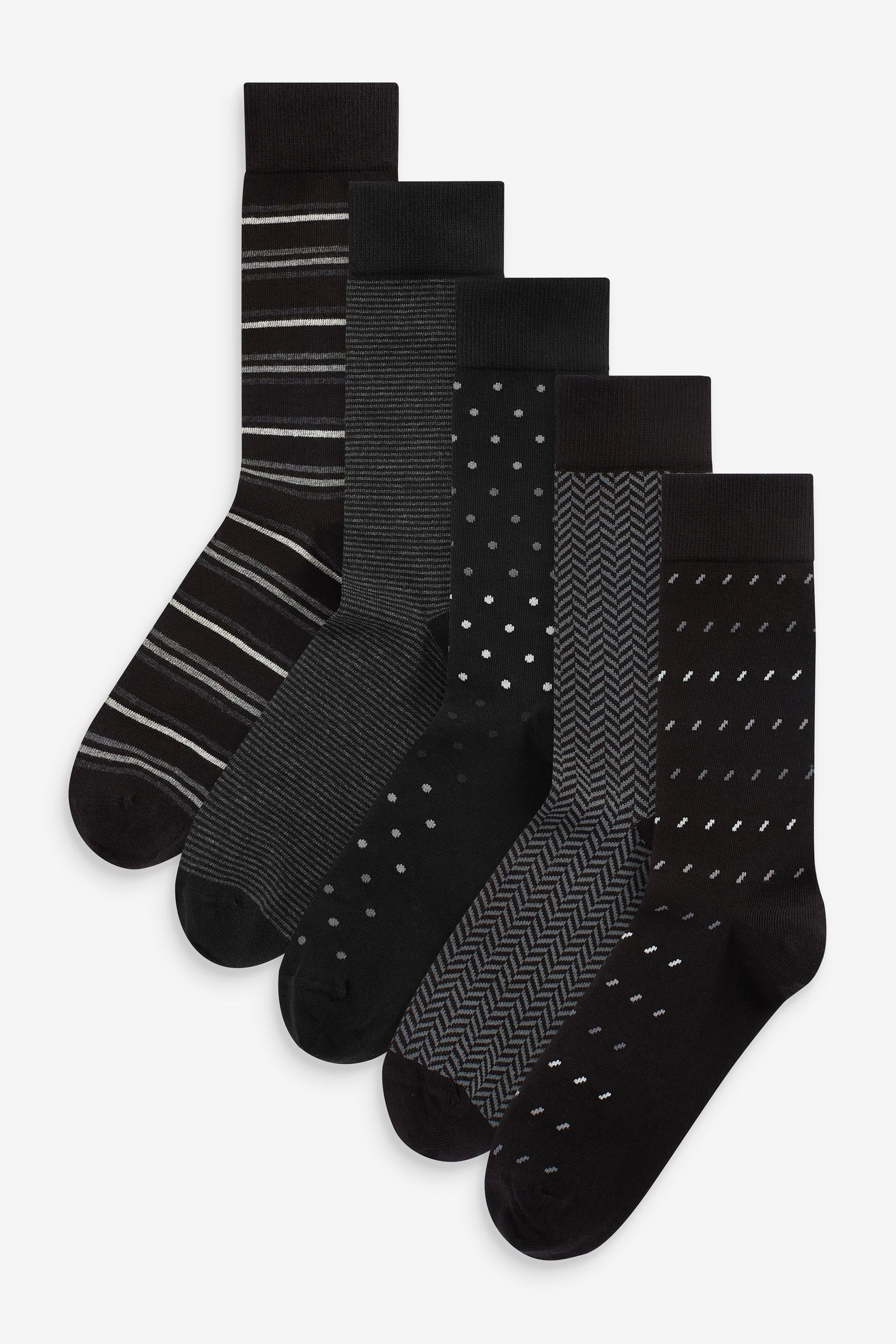 Buy Black/Grey Mix Pattern Smart Socks 5 Pack from the Next UK online shop