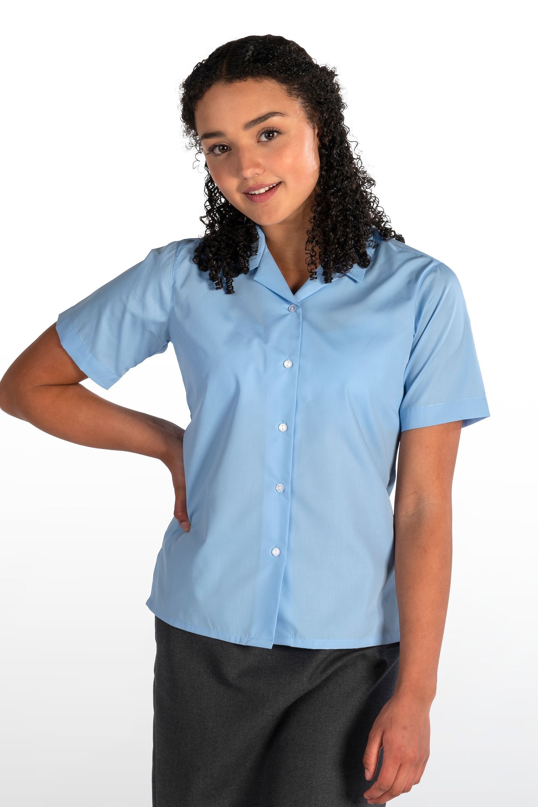 Buy Trutex Blue Revere Non Iron Short Sleeve Fitted Blouses 2 Pack from ...