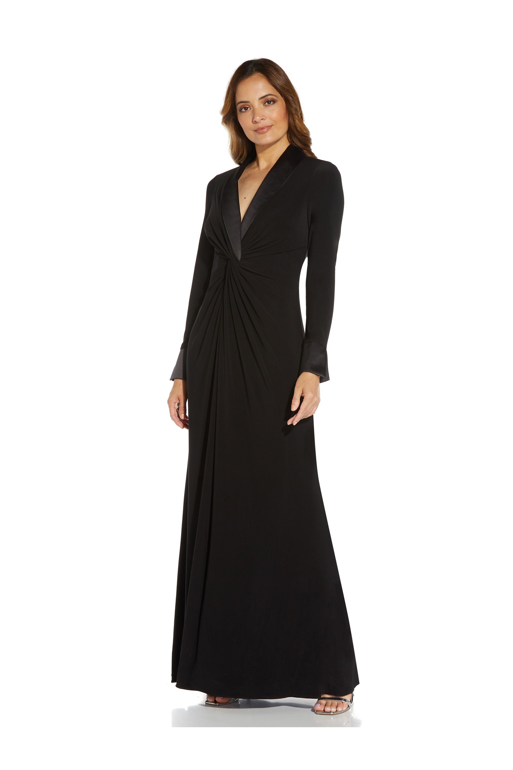 Buy Adrianna Papell Black Jersey Twist Tuxedo Gown from Next Australia