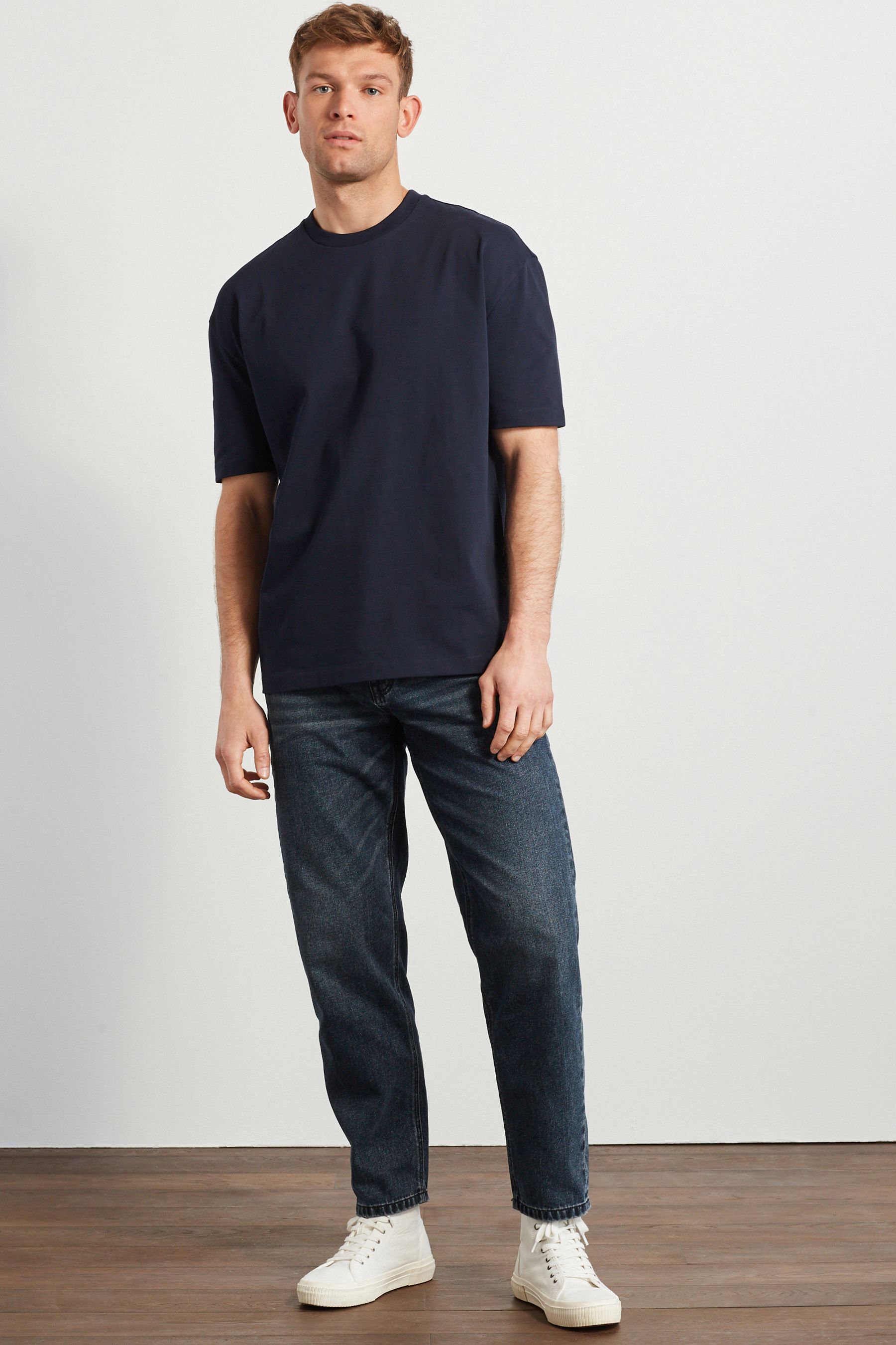 Buy Navy Blue Relaxed Heavyweight T-Shirt from the Next UK online shop