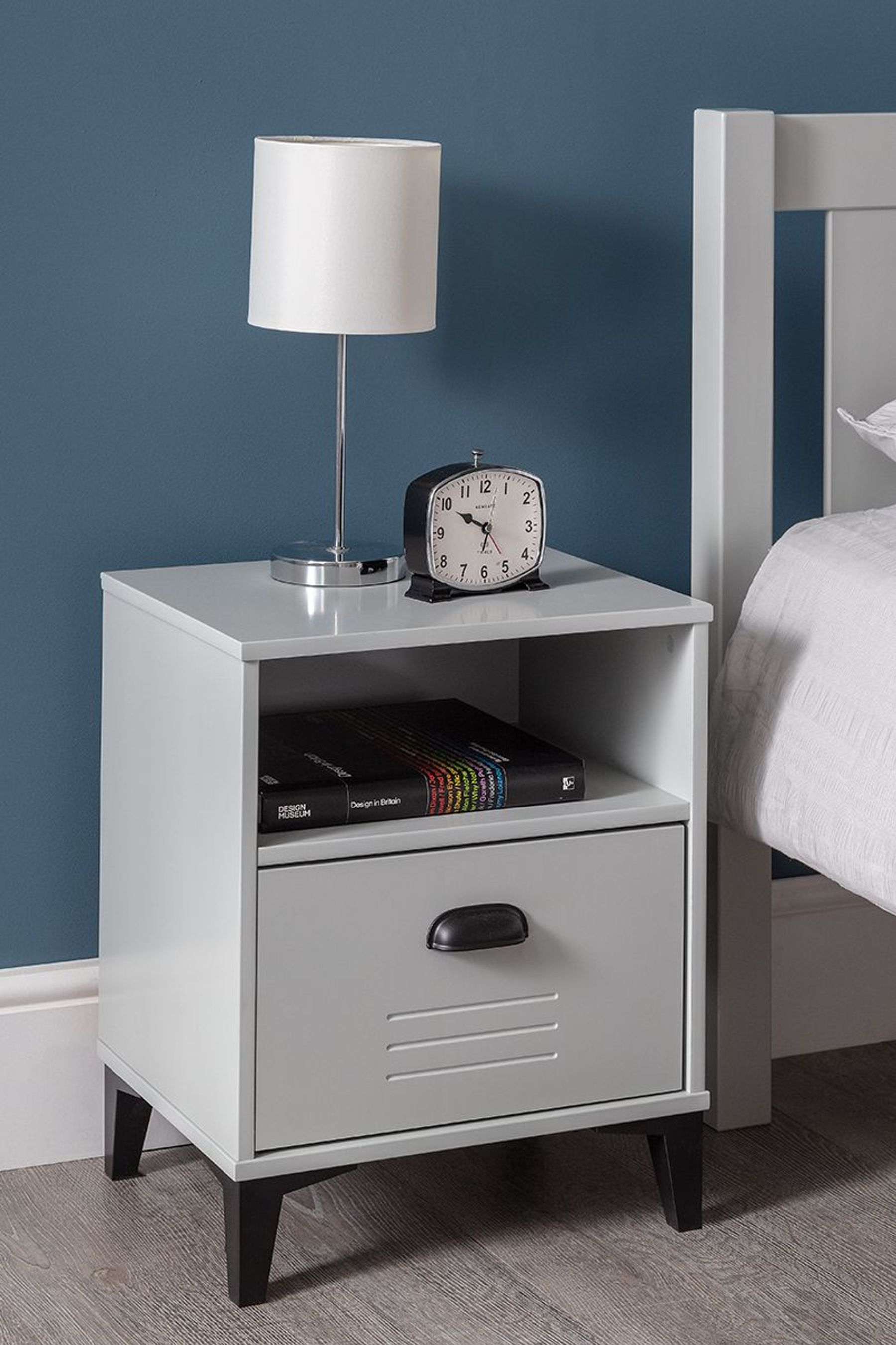 Buy Julian Bowen Grey Lakers Locker 1 Drawer Bedside Table from the