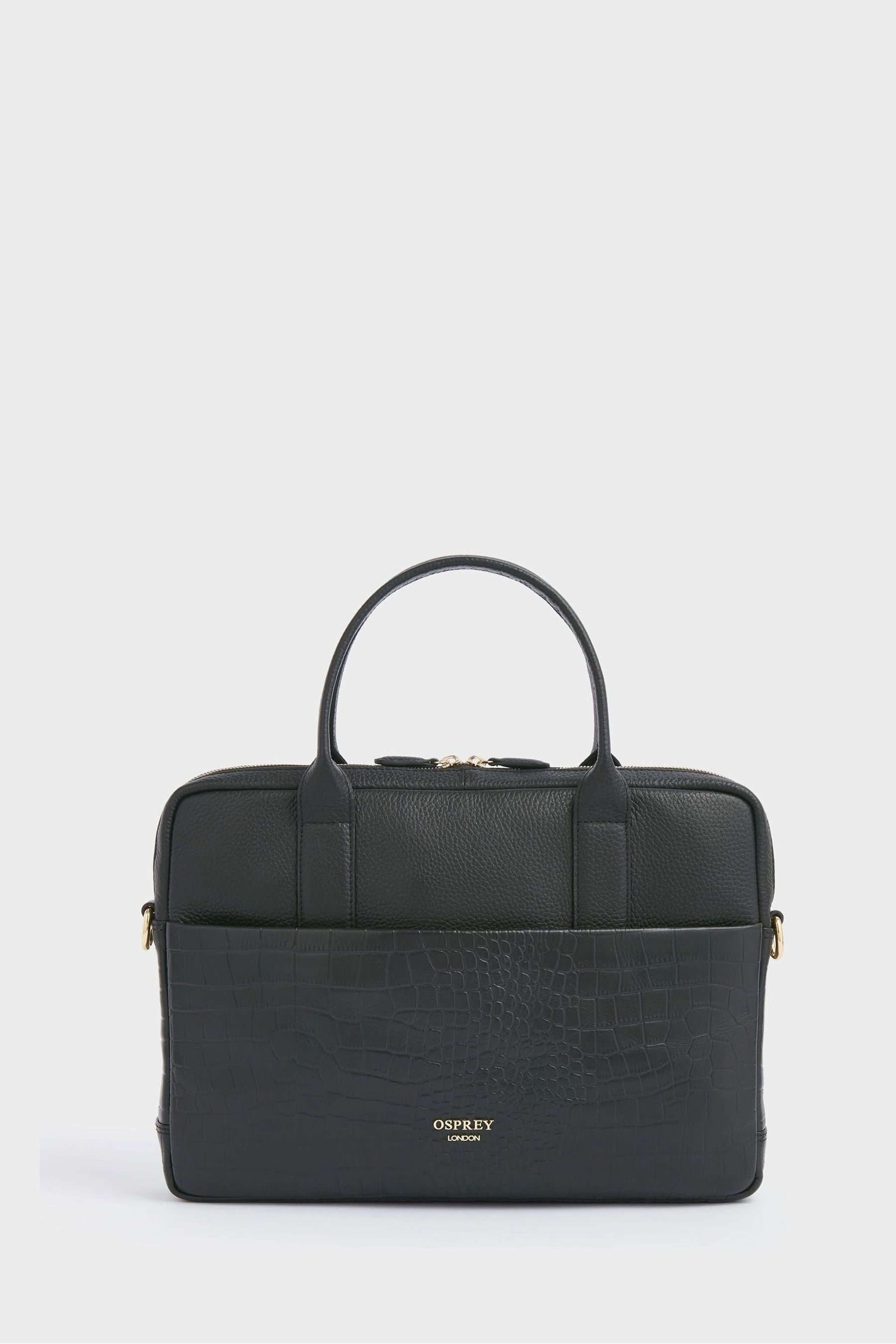 Buy OSPREY LONDON Navy Kellie Croc/Grain Leather Laptop Bag from Next