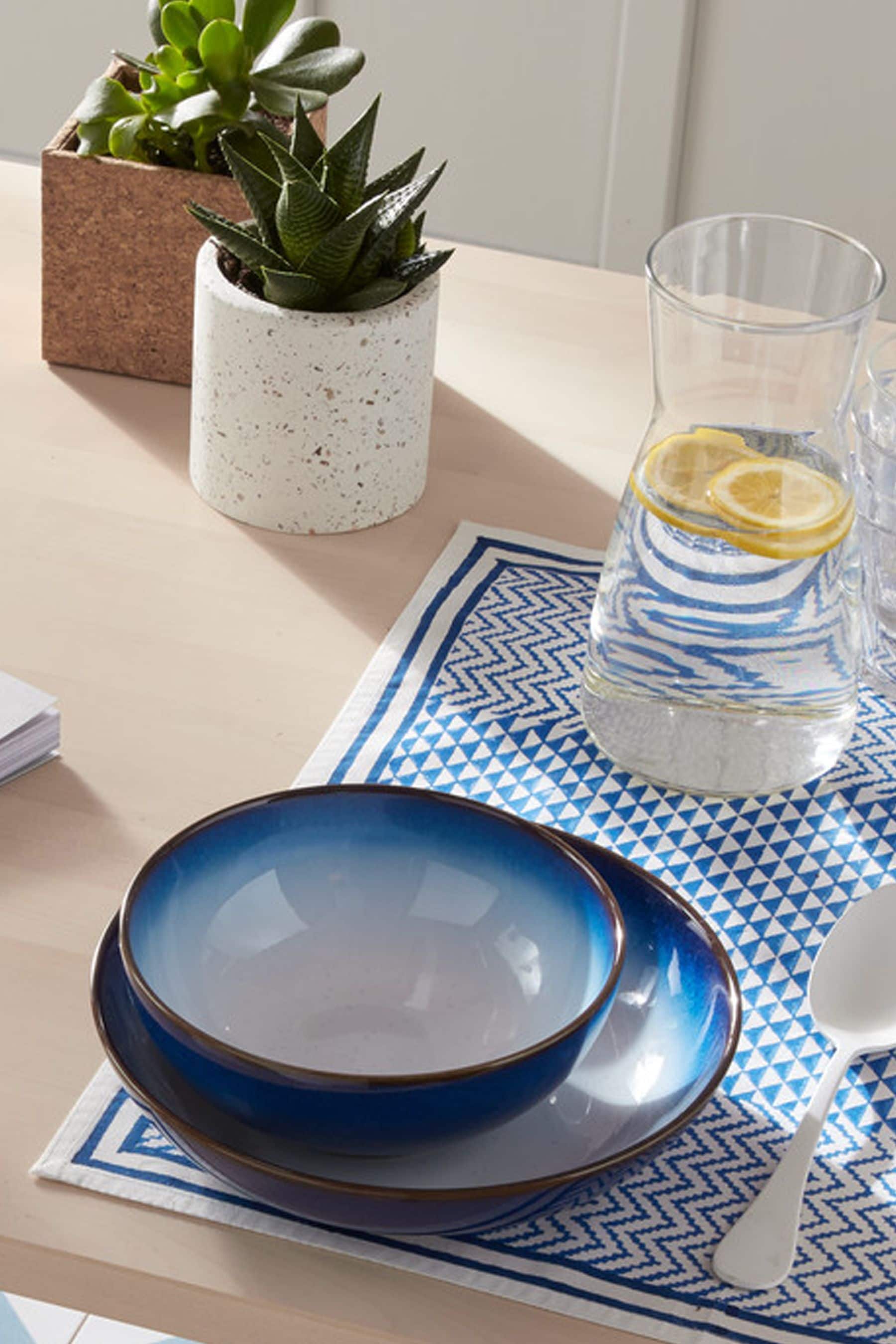 Buy Denby 12 Piece Blue Blue Haze Coupe Tableware Set from the Next UK