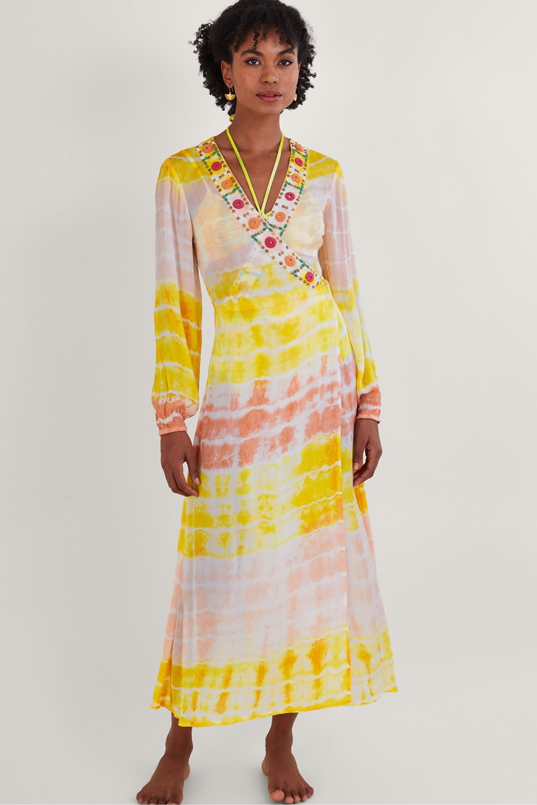 Buy Monsoon Yellow Premium Tie Dye Maxi CoverUp Dress from Next Ireland