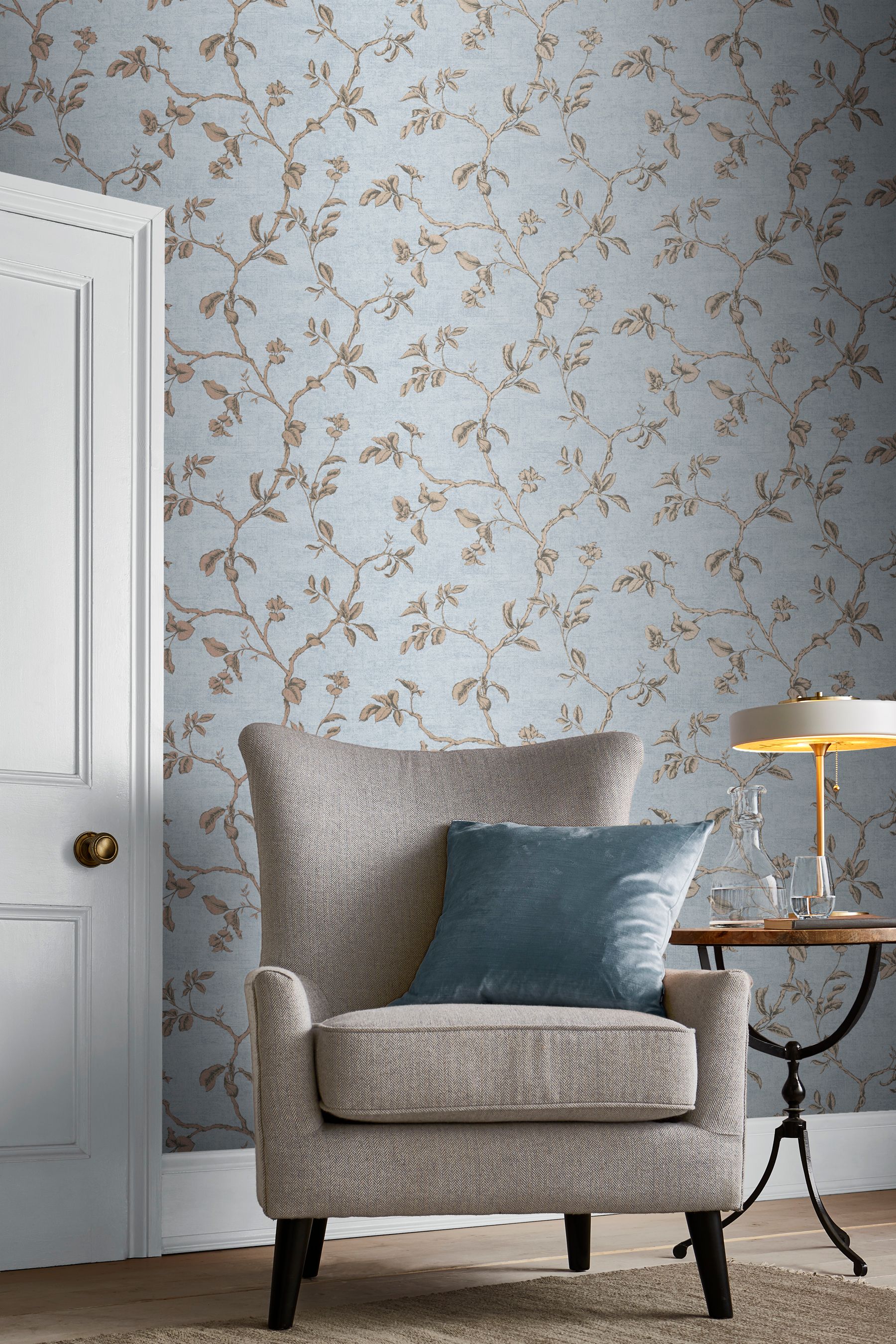 Buy Graham & Brown Light Blue Twining Wallpaper Sample Wallpaper from