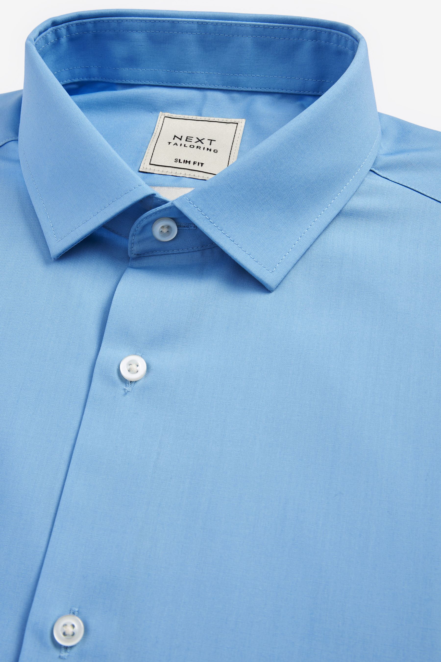 Buy Blue Slim Fit Crease Resistant Single Cuff Shirts 3 Pack from Next