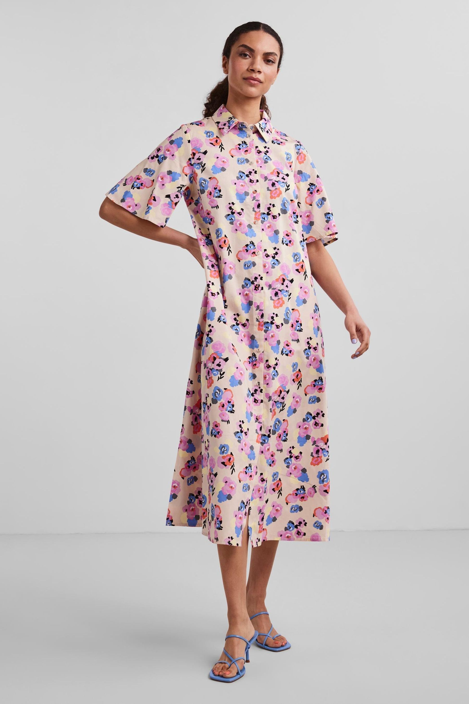 Buy Y.A.S Pink Emmi Floral Print Midi Dress from Next Ireland