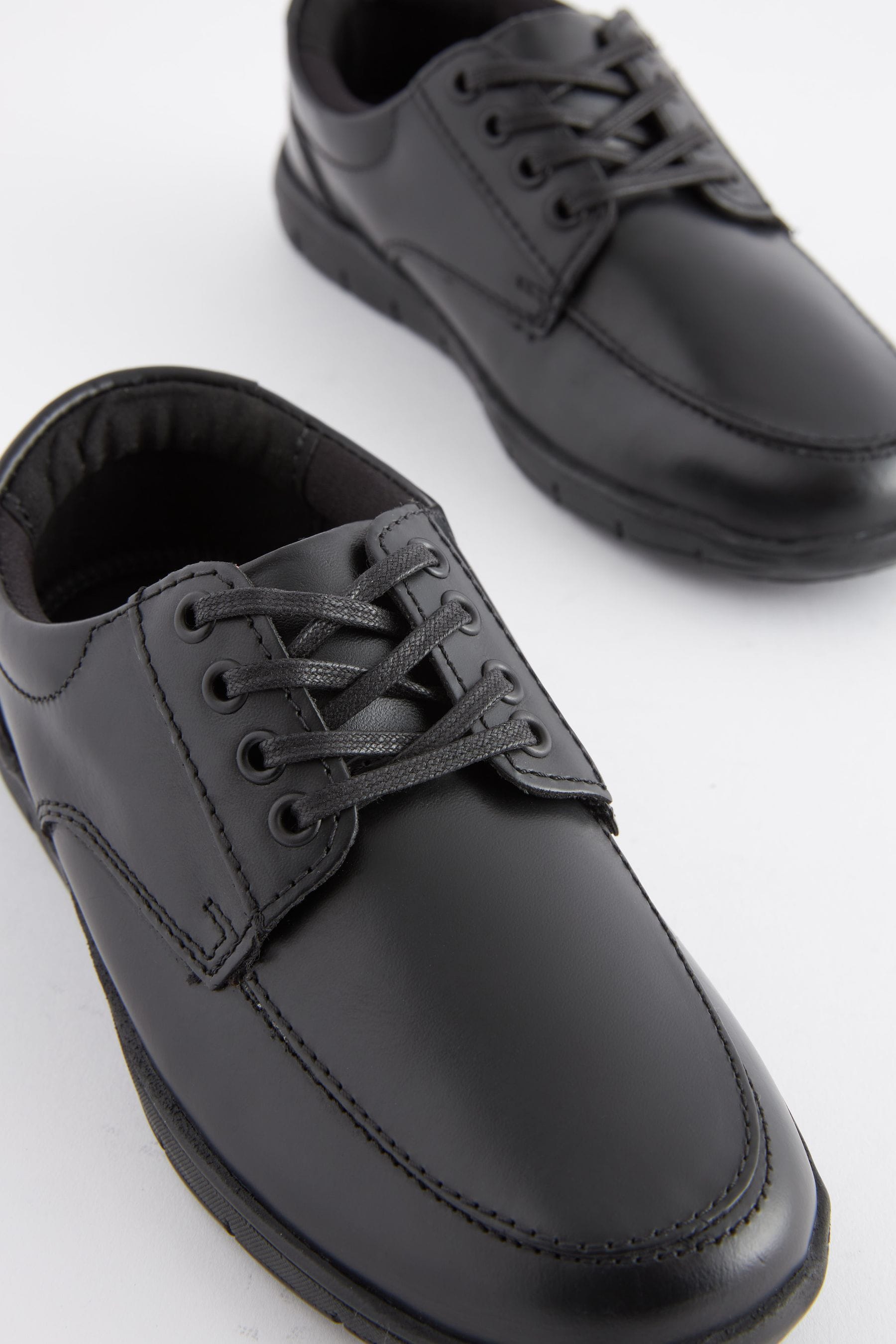Buy Black Wide Fit (G) School Leather Lace-Up Shoes from the Next UK ...