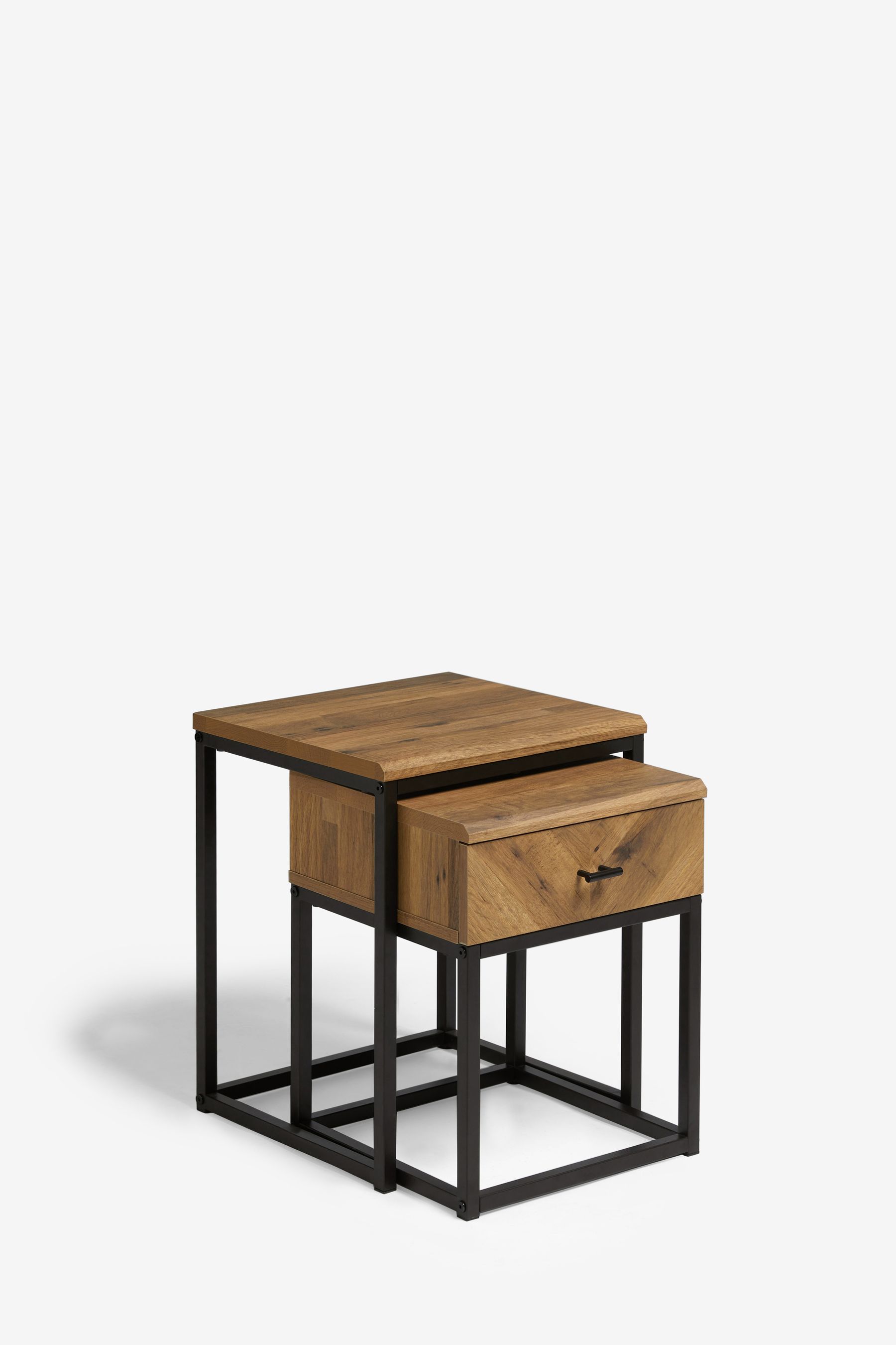Buy Dark Bronx Chevron Storage Set of 2 Oak Effect Nest of Tables from