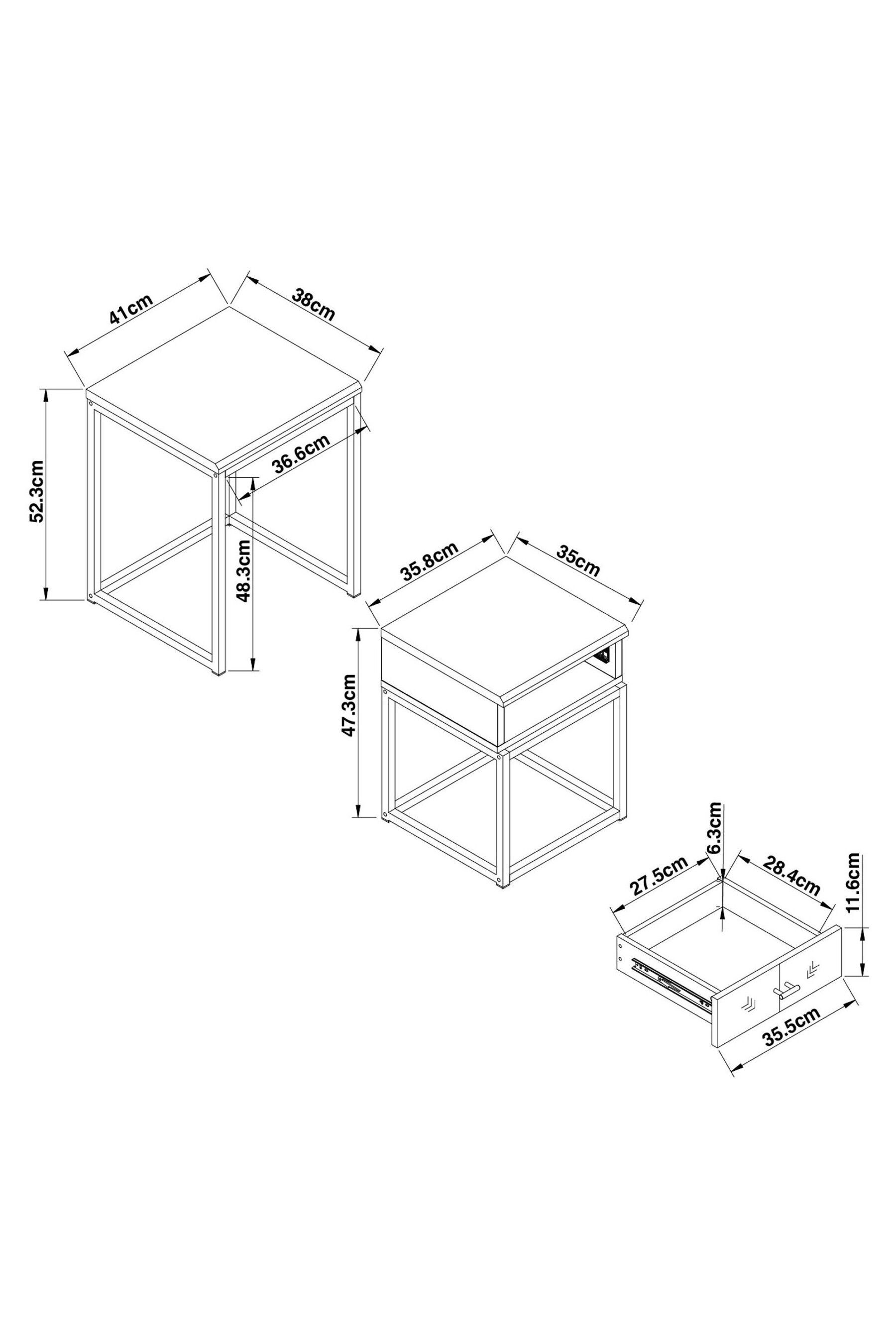 Buy Dark Bronx Chevron Storage Set of 2 Oak Effect Nest of Tables from