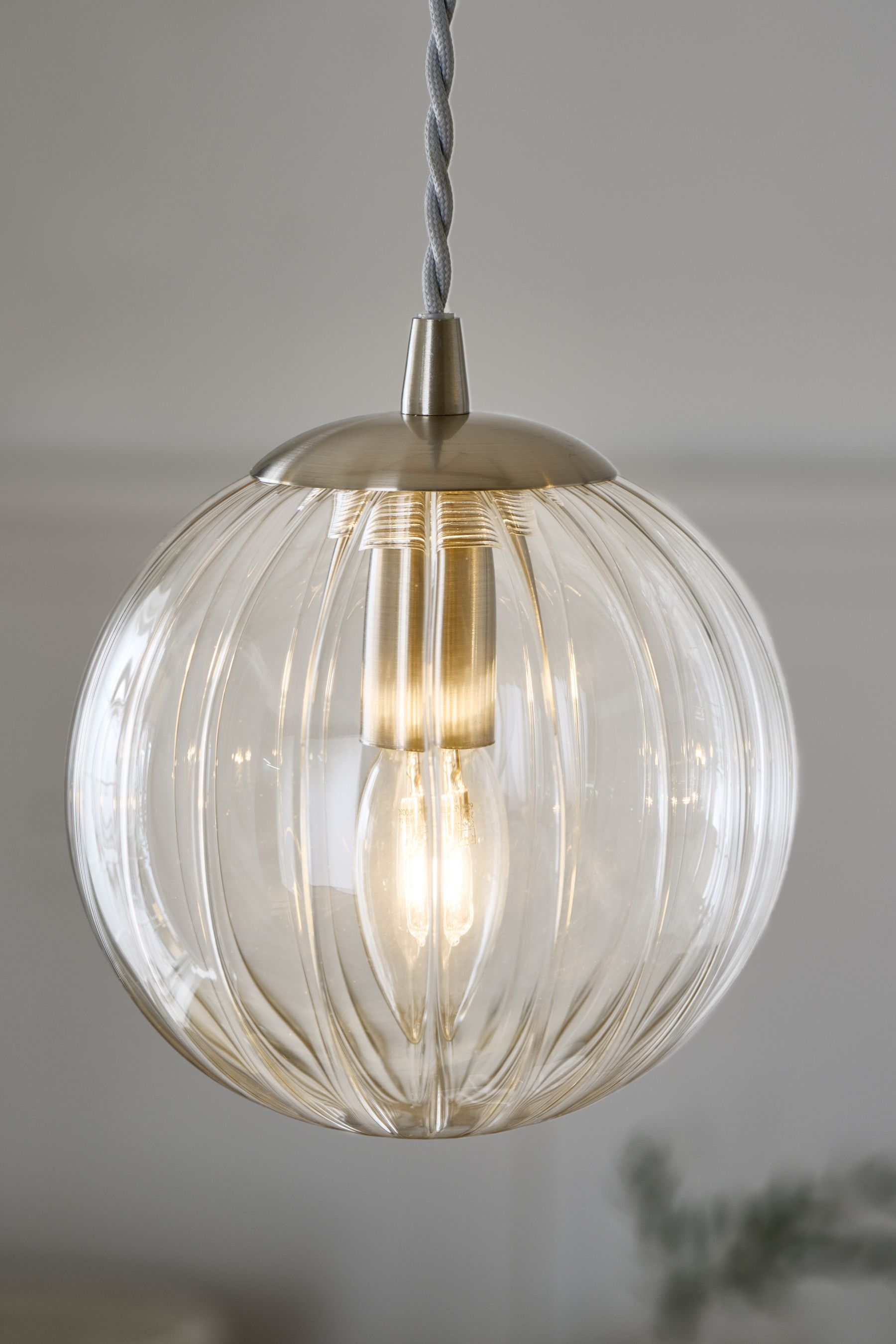 Buy Brushed Chrome Bourton Linear 3 Light Pendant Ceiling Lights from