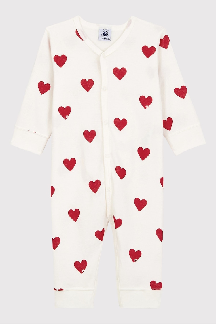 Petit Bateau White Hearts Romper - Image 1 of 1
