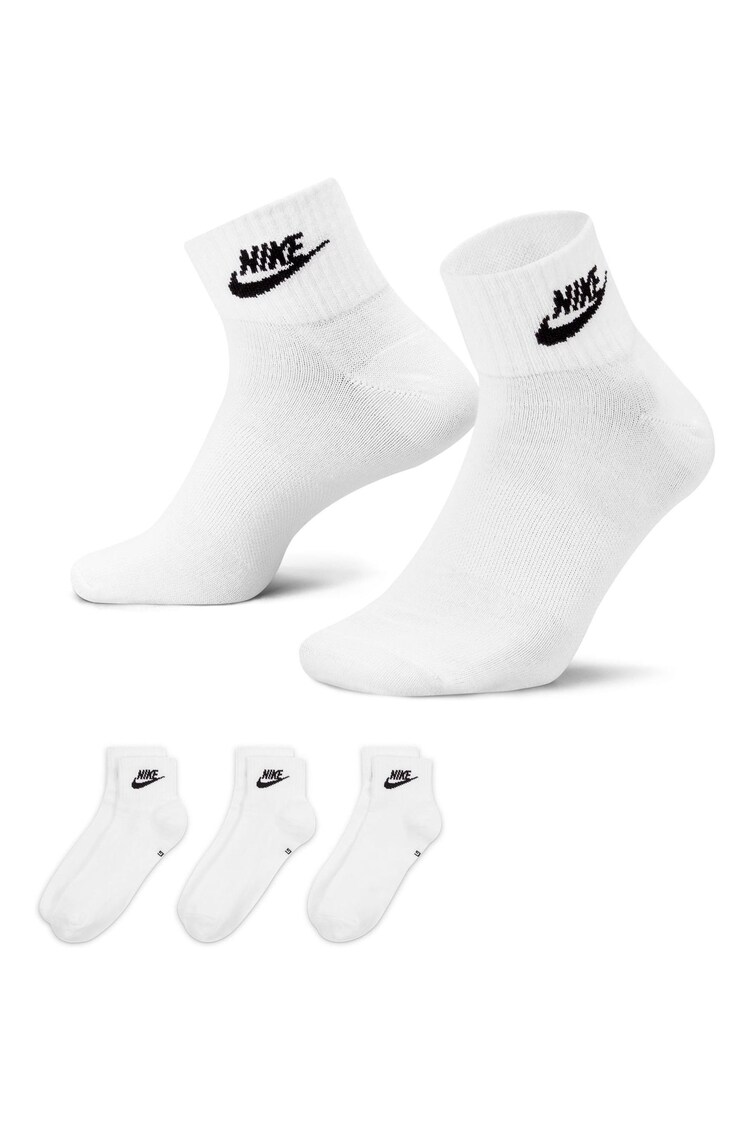 Nike White Everyday Essential Ankle 100% Cotton Socks 3 Pack - Image 1 of 1