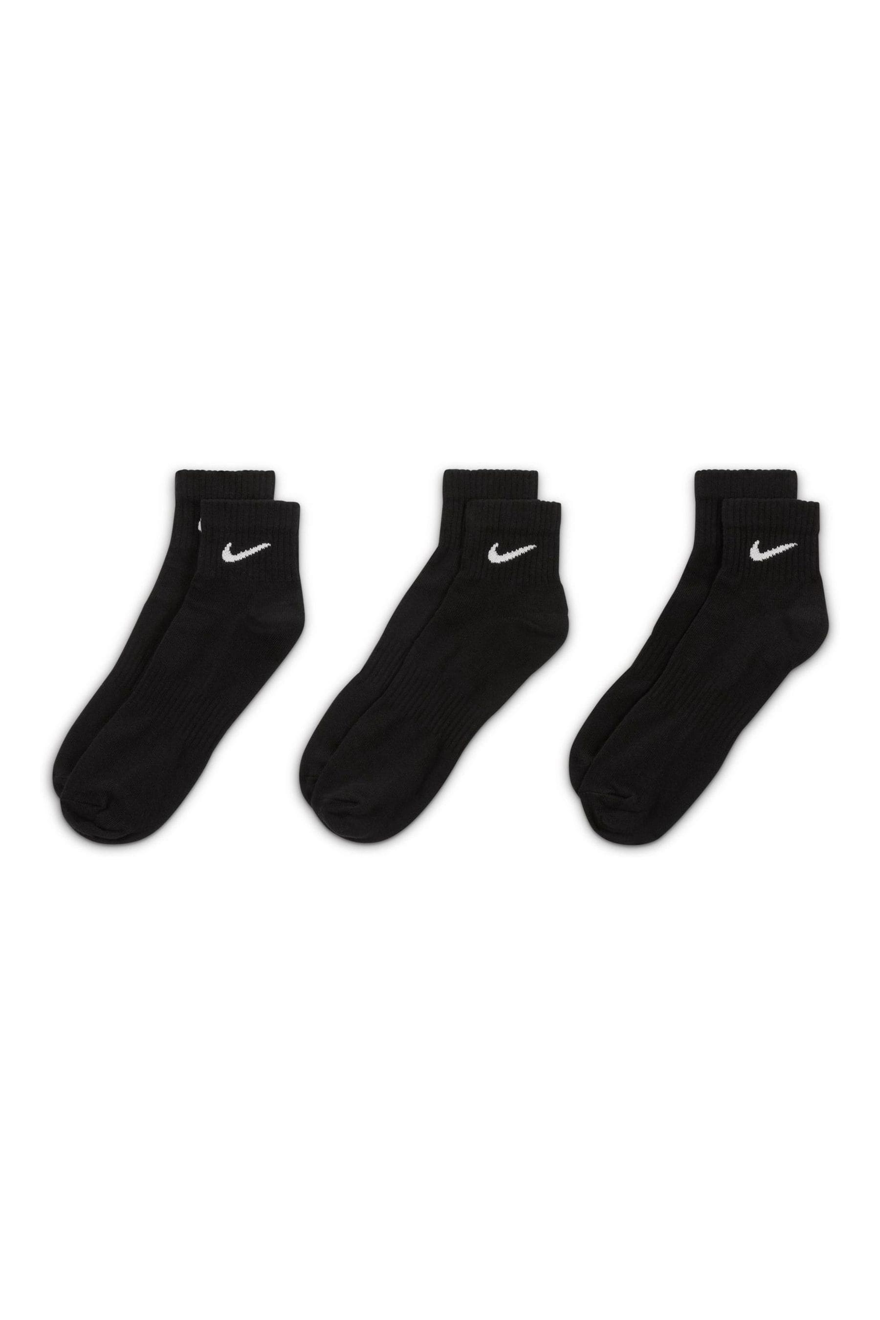 Buy Nike Black Lightweight Everyday Ankle Socks 3 Pack from the Next UK ...