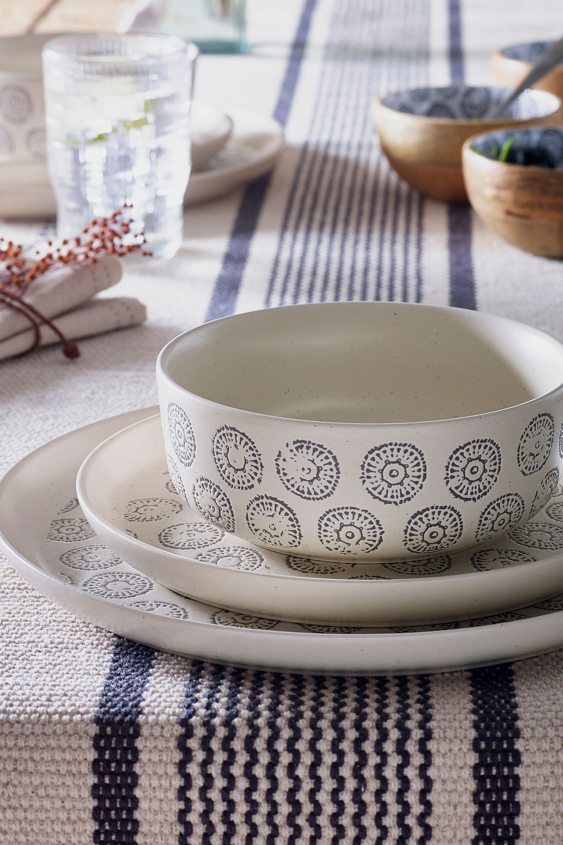 Buy 12 Piece Natural Speckle Geo Dinner Set from the Next UK online shop