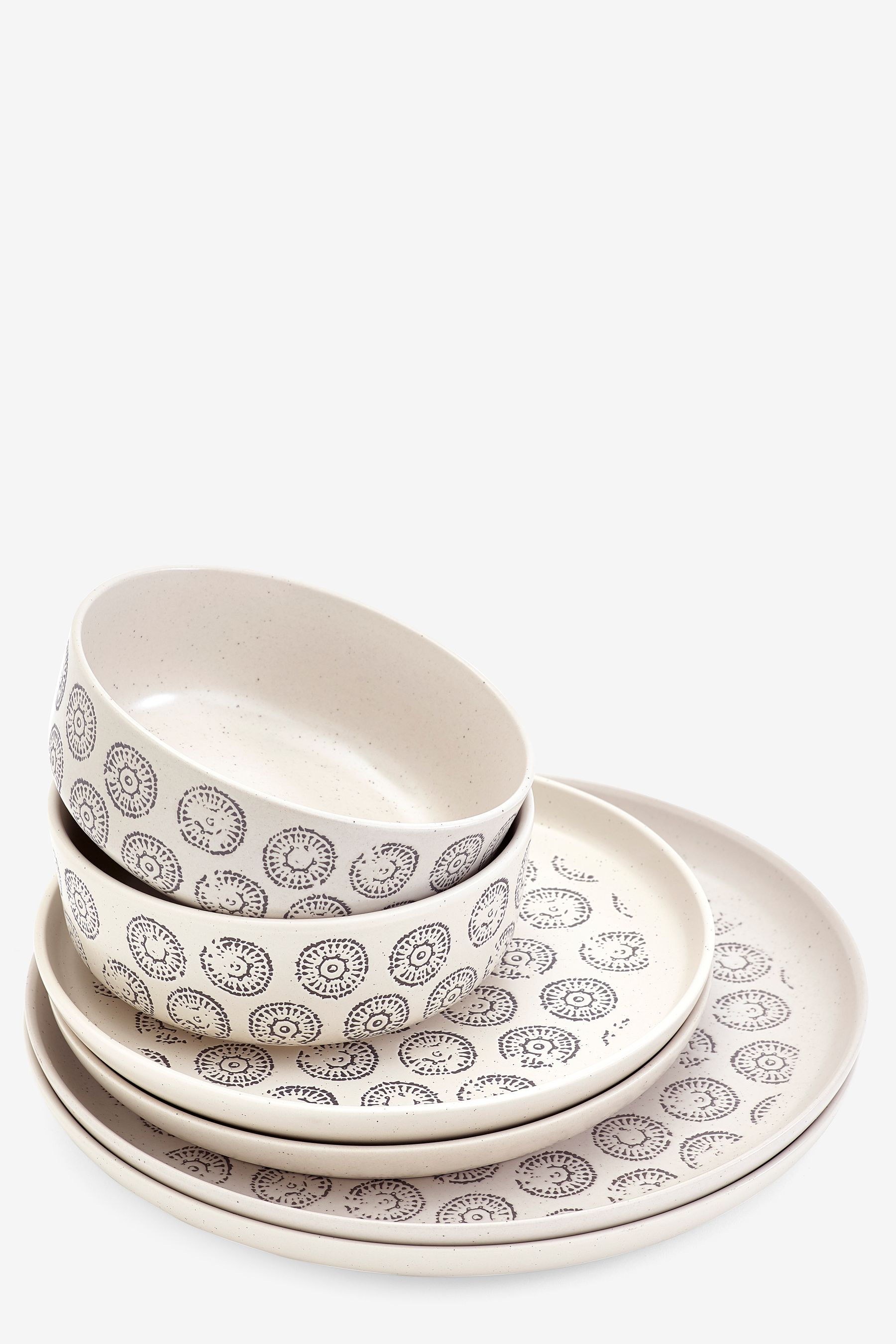 Buy 12 Piece Natural Speckle Geo Dinner Set from the Next UK online shop