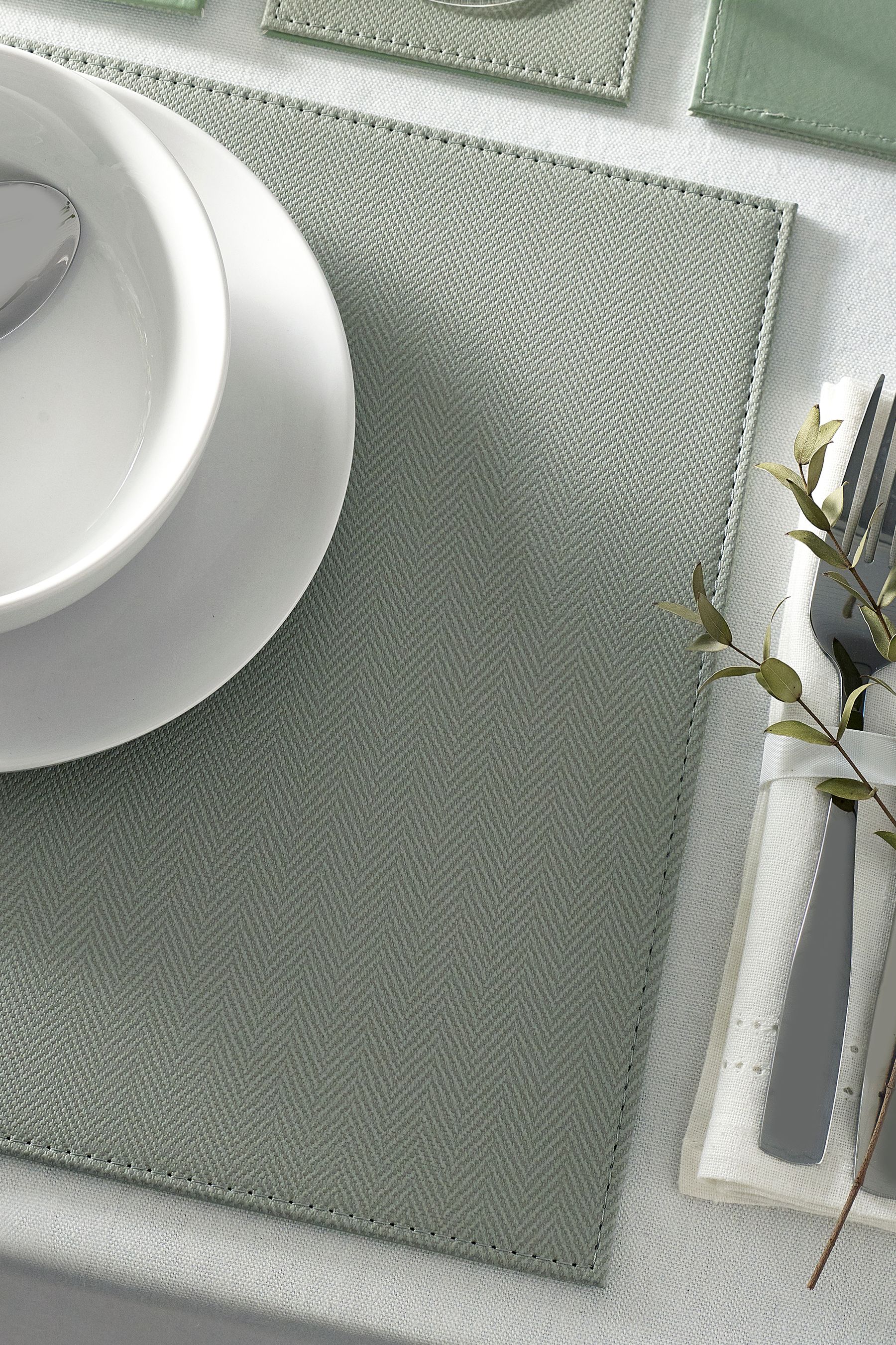 Buy Set of 4 Sage Green Reversible Faux Leather Placemats and Coasters