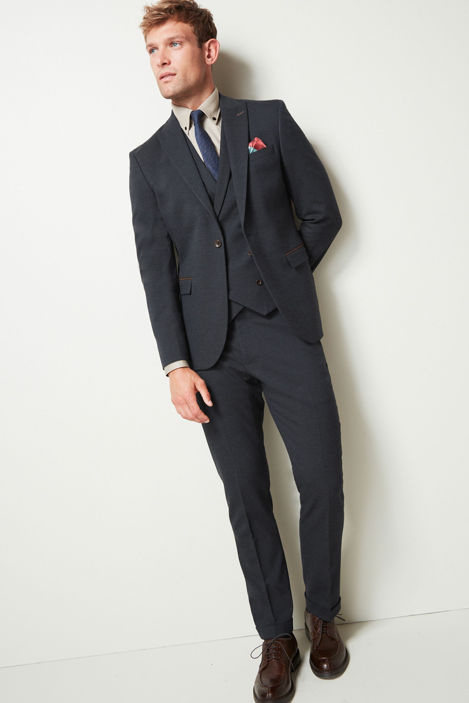 Buy Navy Blue Herringbone Suit Trousers from Next Ireland