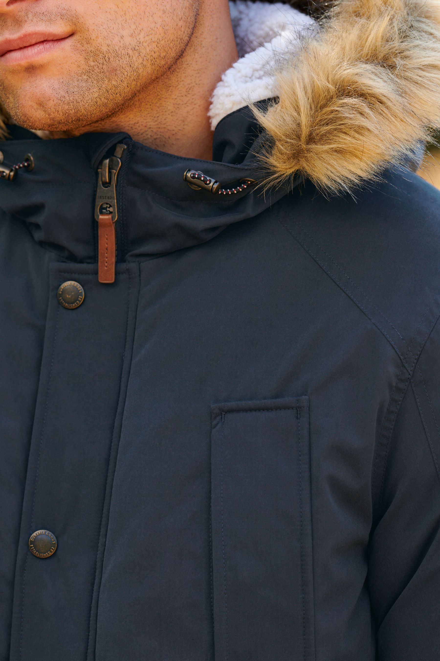 Buy Navy Blue Shower Resistant Hooded Parka Coat from Next Ireland