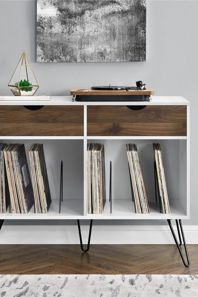 Novogratz White Concord Turntable Stand With Drawers - Image 1 of 1