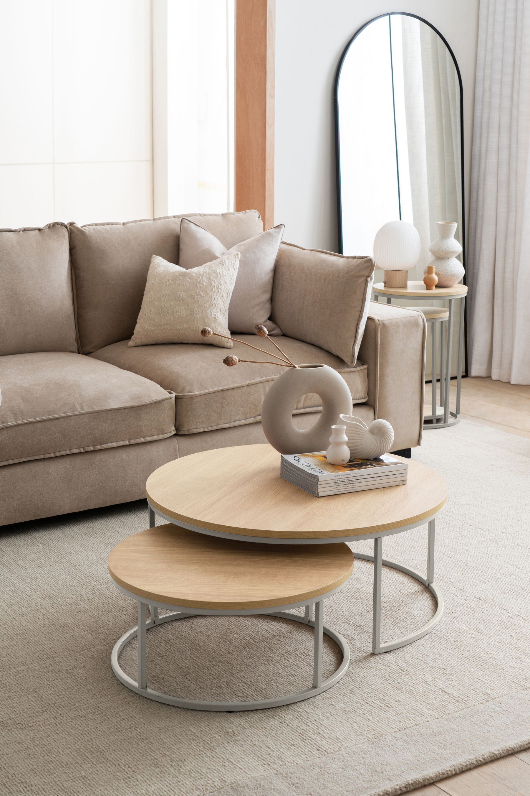 Buy Dove Grey Malvern Oak Effect Nest of 2 Coffee Table from the Next