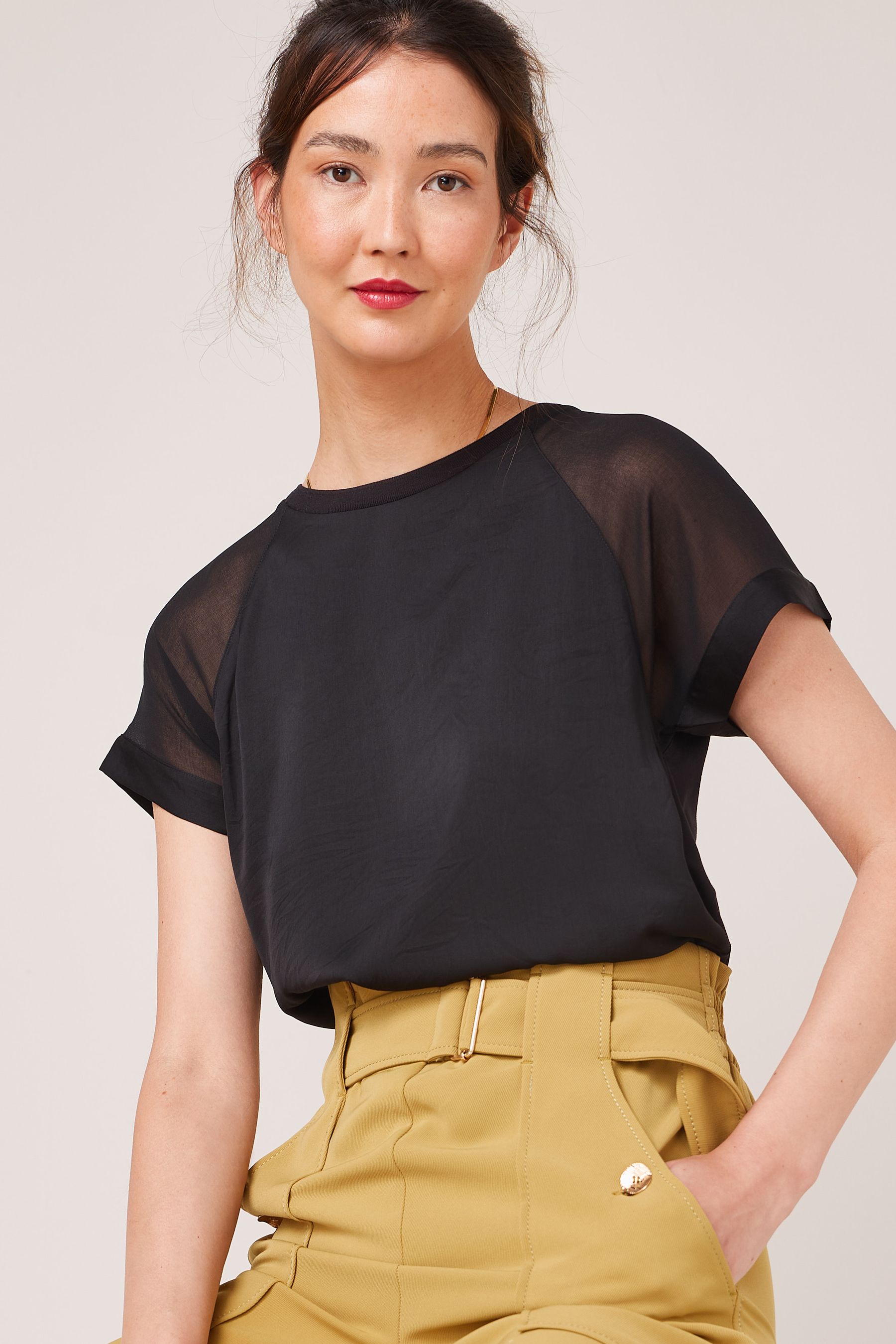 Buy Woven Mix Short Sleeve Raglan TShirt from Next Australia