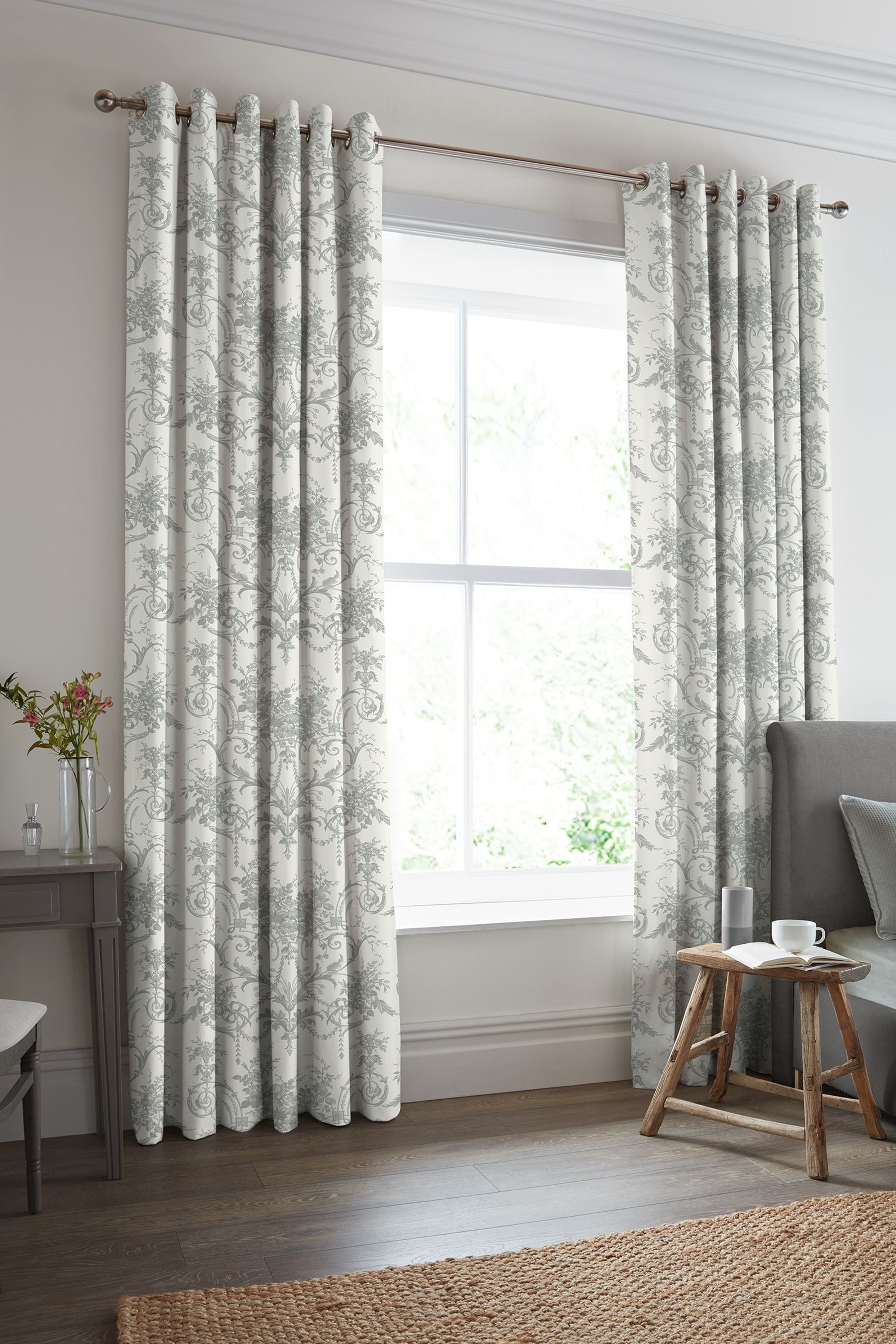 Buy Laura Ashley Steel Tuileries Made To Measure Curtains from the Next ...